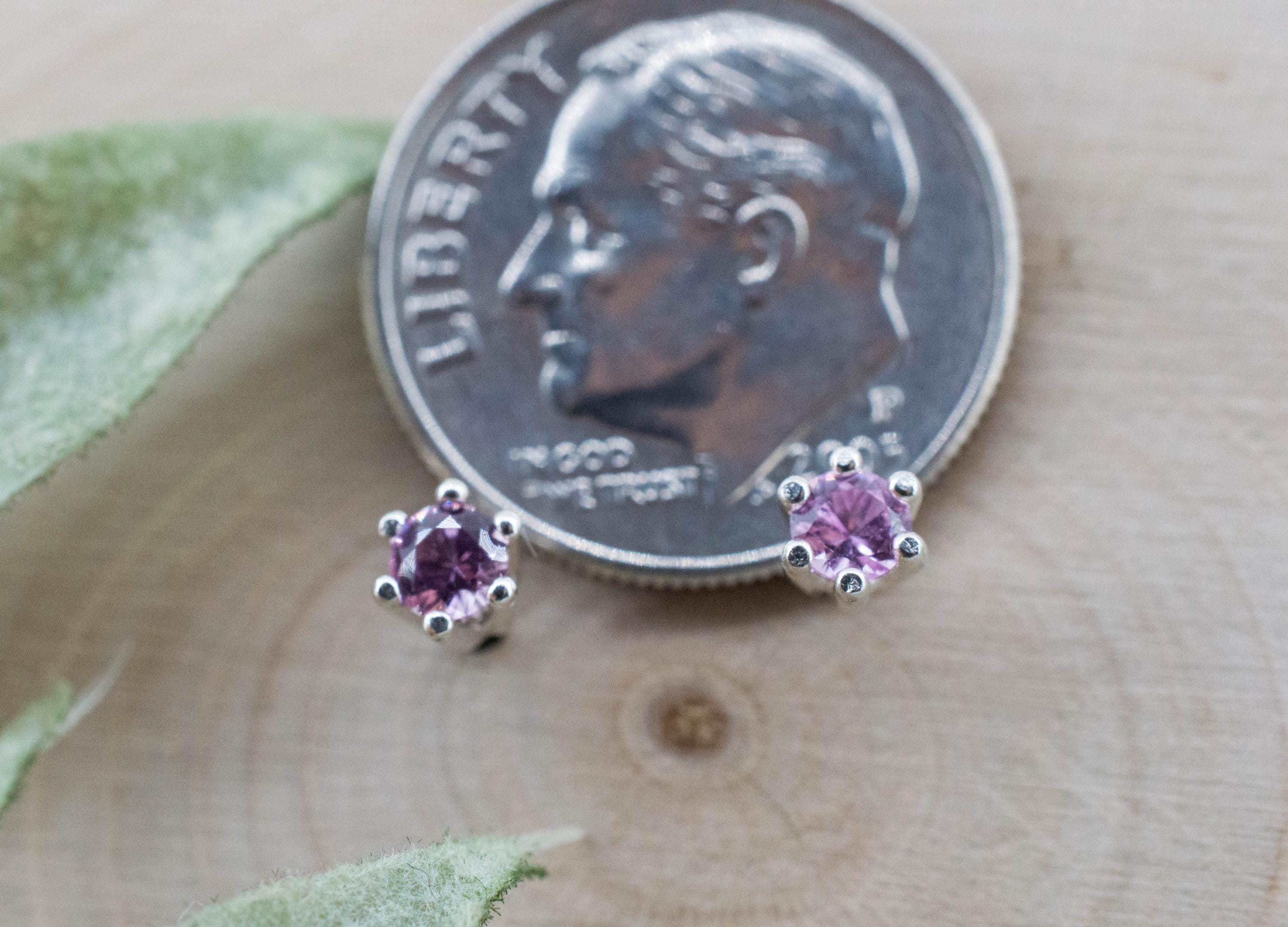Pink Sapphire Earrings; Natural Untreated Sri Lanka Sapphire; 0.235cts
