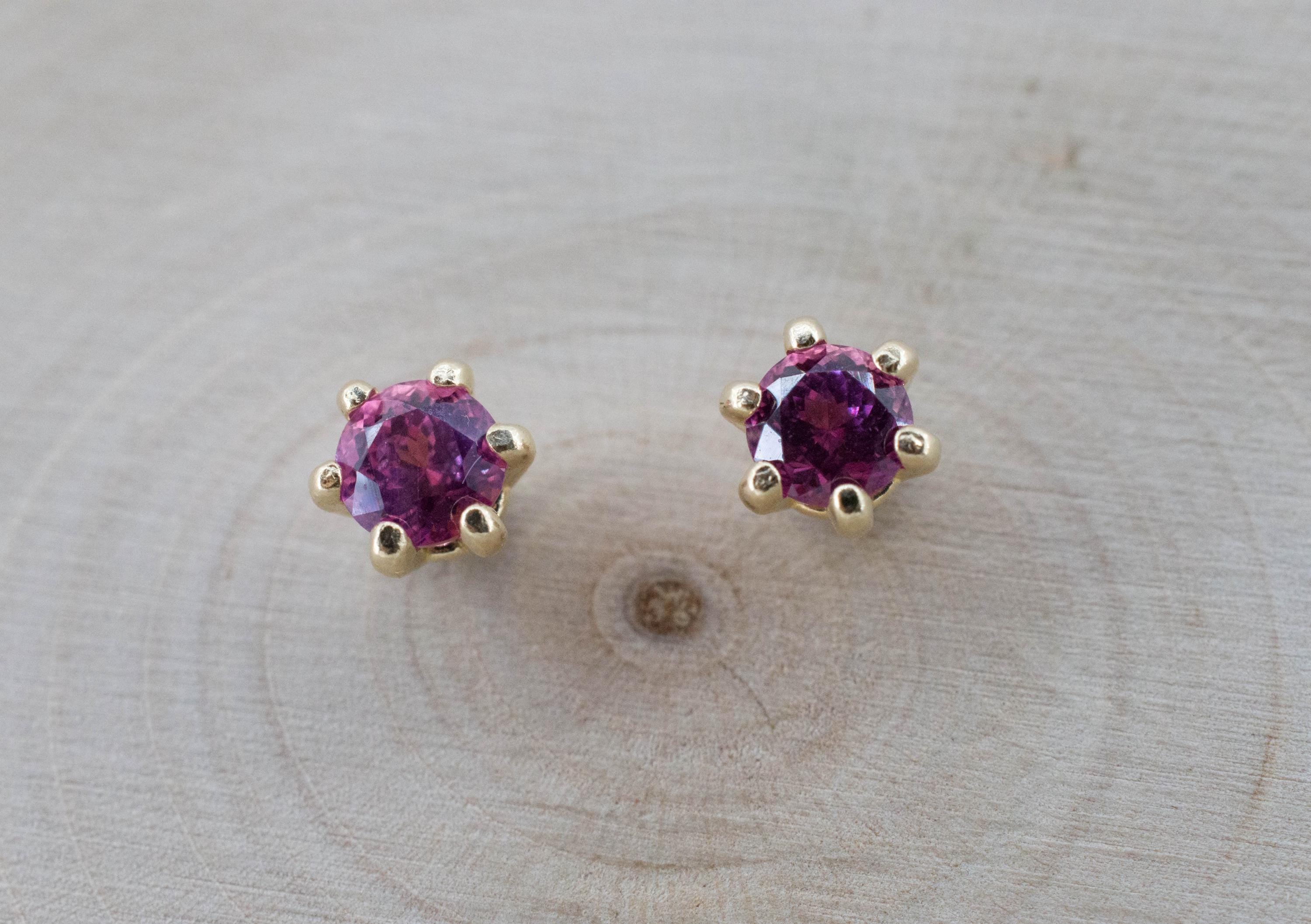 Pink Sapphire Earrings; Natural Sri Lanka Sapphire; 0.870cts