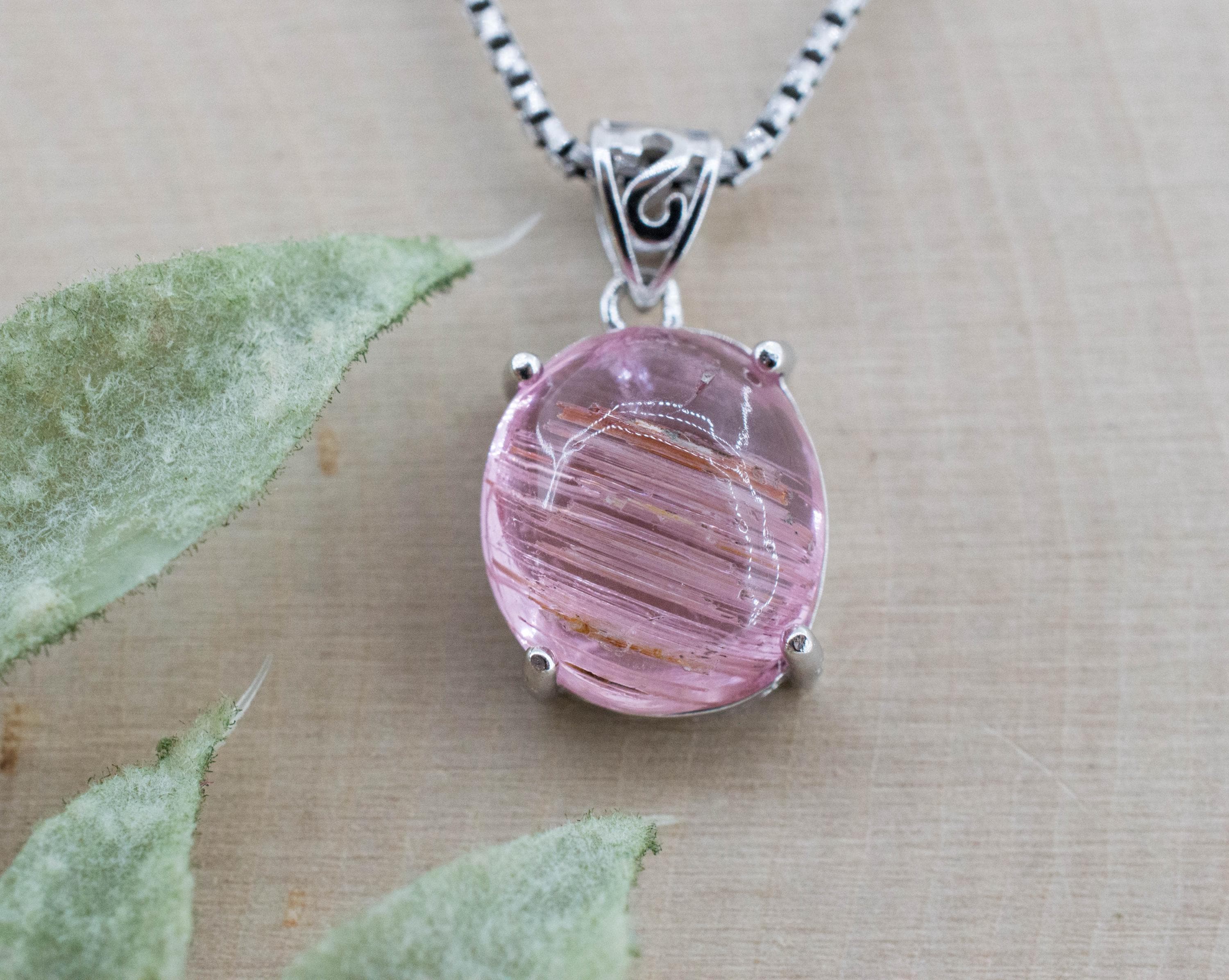 Pink Tourmaline Pendant, Natural Untreated San Diego Cats Eye Tourmaline; 6.960cts