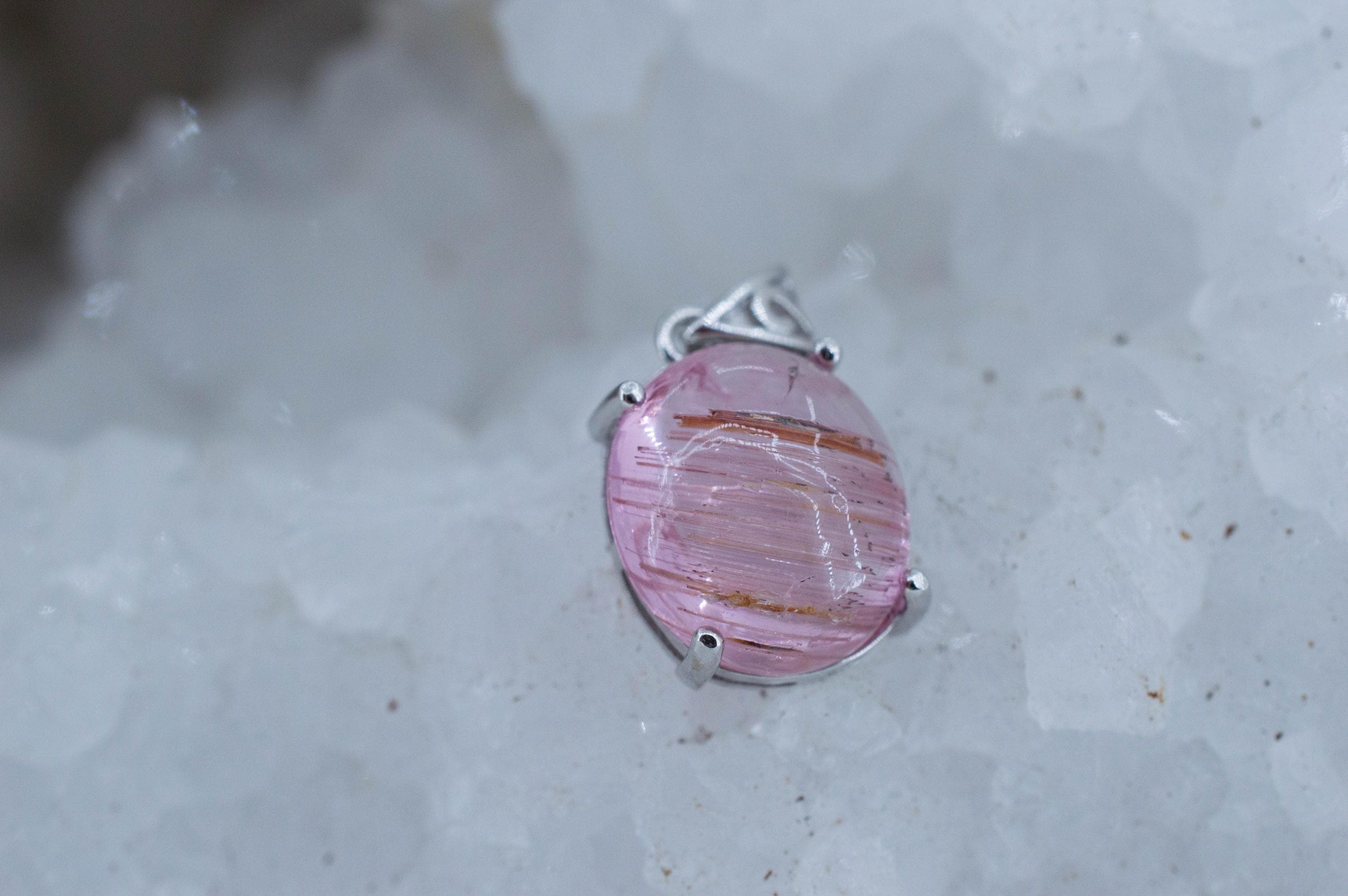 Pink Tourmaline Pendant, Natural Untreated San Diego Cats Eye Tourmaline; 6.960cts