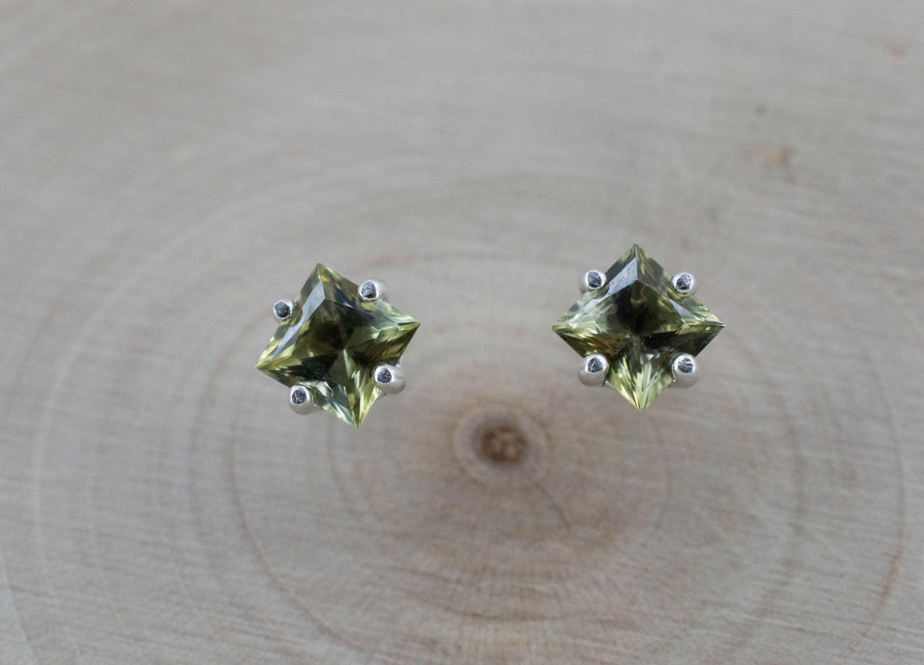 Green Tourmaline Earrings; Natural Untreated San Diego Tourmaline; 0.895ctw