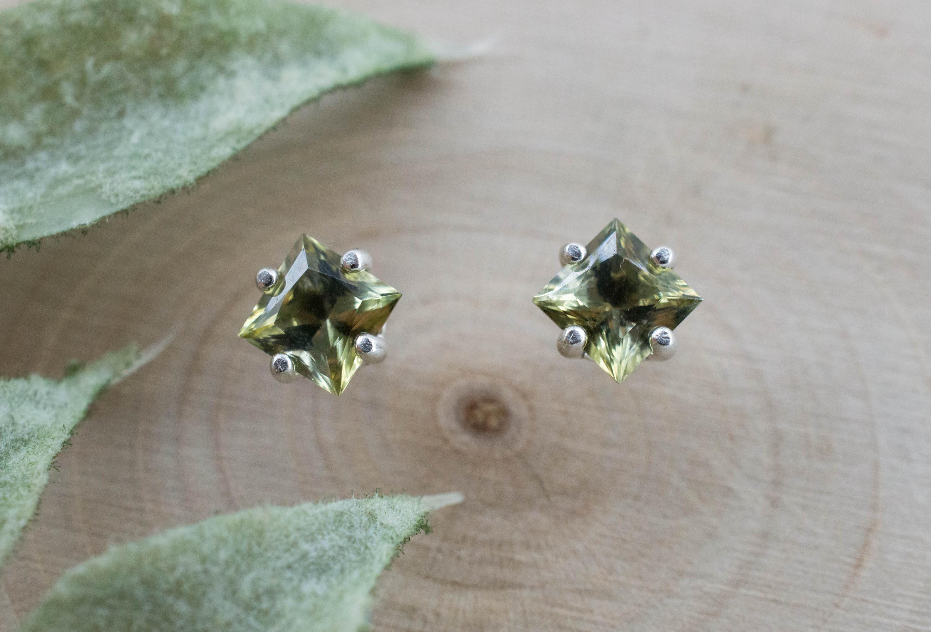 Green Tourmaline Earrings; Natural Untreated San Diego Tourmaline; 0.895ctw