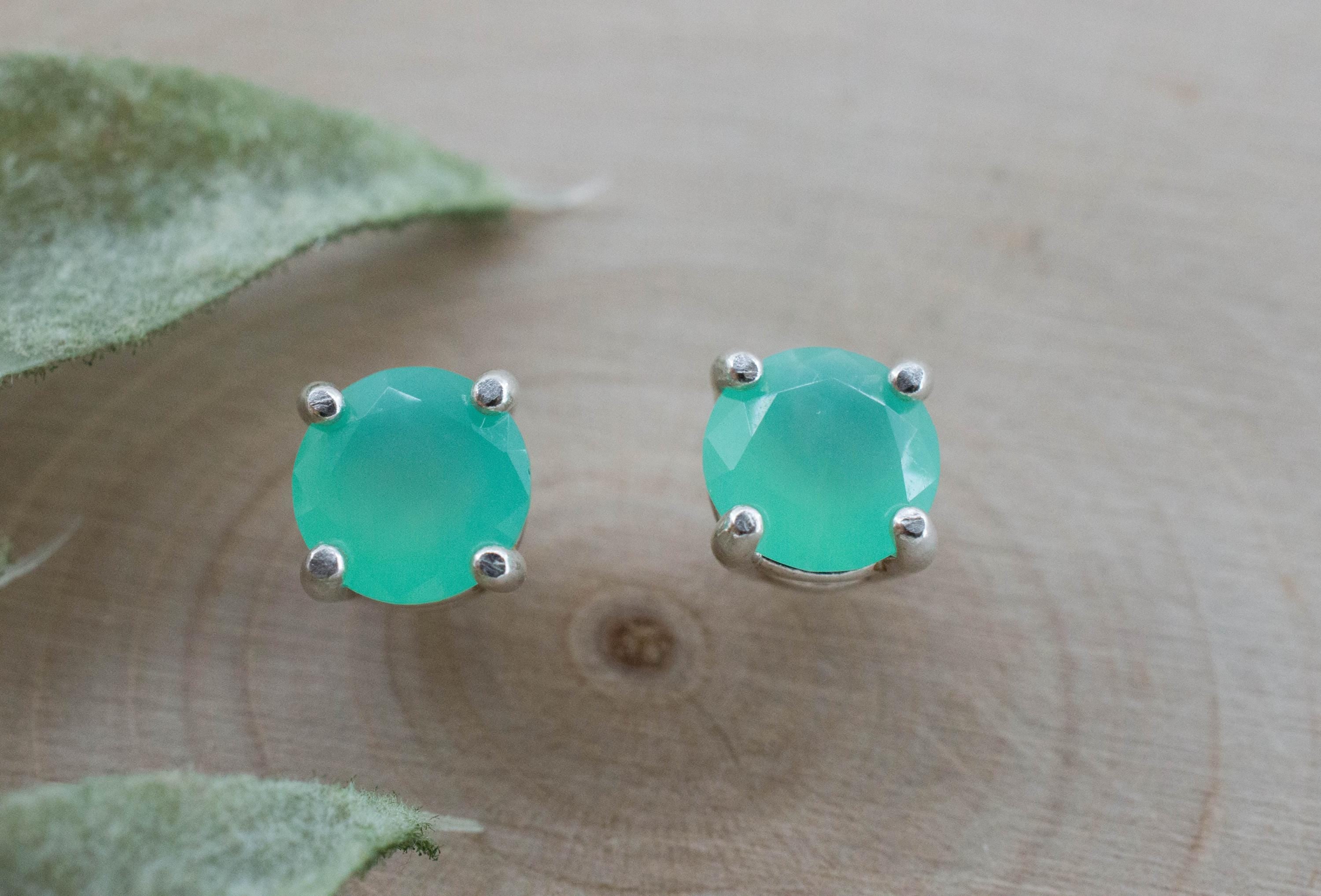 Chrysoprase Earrings, Natural Untreated Australian Chrysoprase; 1.145cts