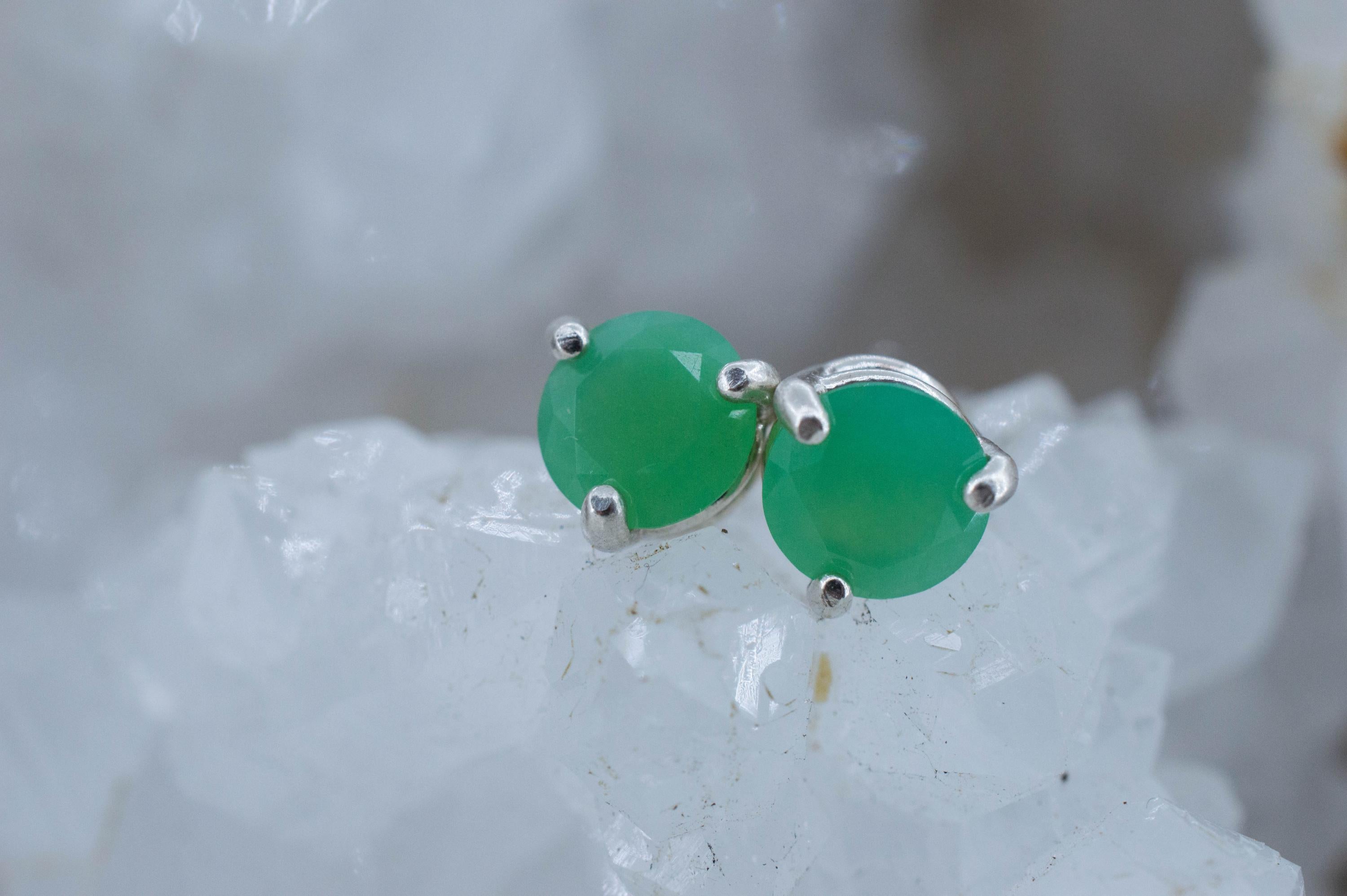 Chrysoprase Earrings, Natural Untreated Australian Chrysoprase; 1.150cts
