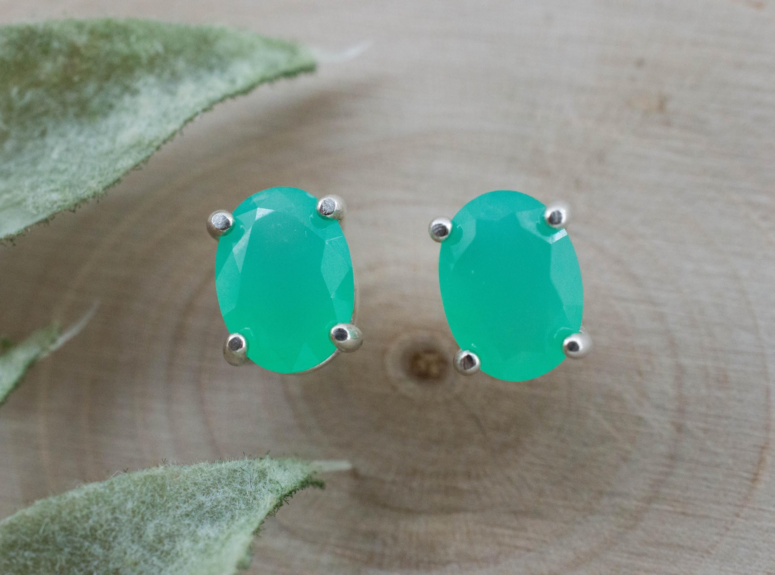 Chrysoprase Earrings, Natural Untreated Australian Chrysoprase; 2.065cts