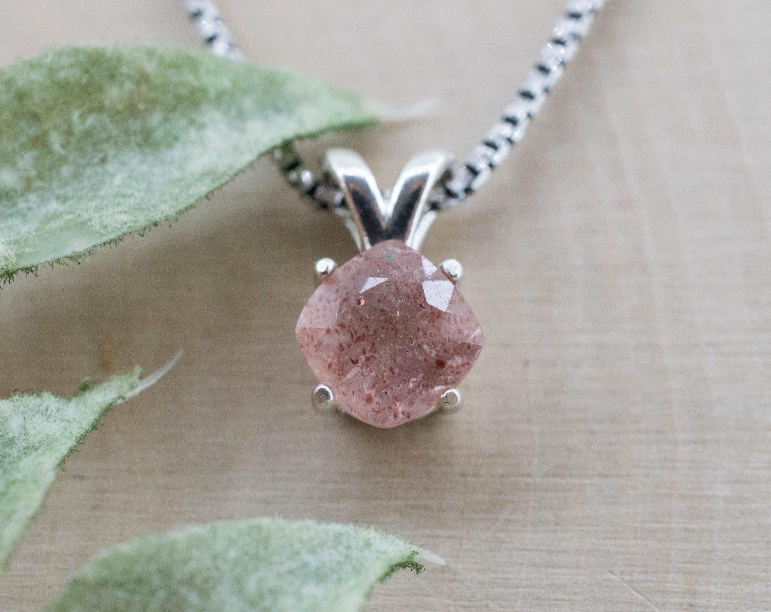 Strawberry Quartz Pendant; Natural Untreated Kazakhstan Strawberry Quartz; 1.310cts