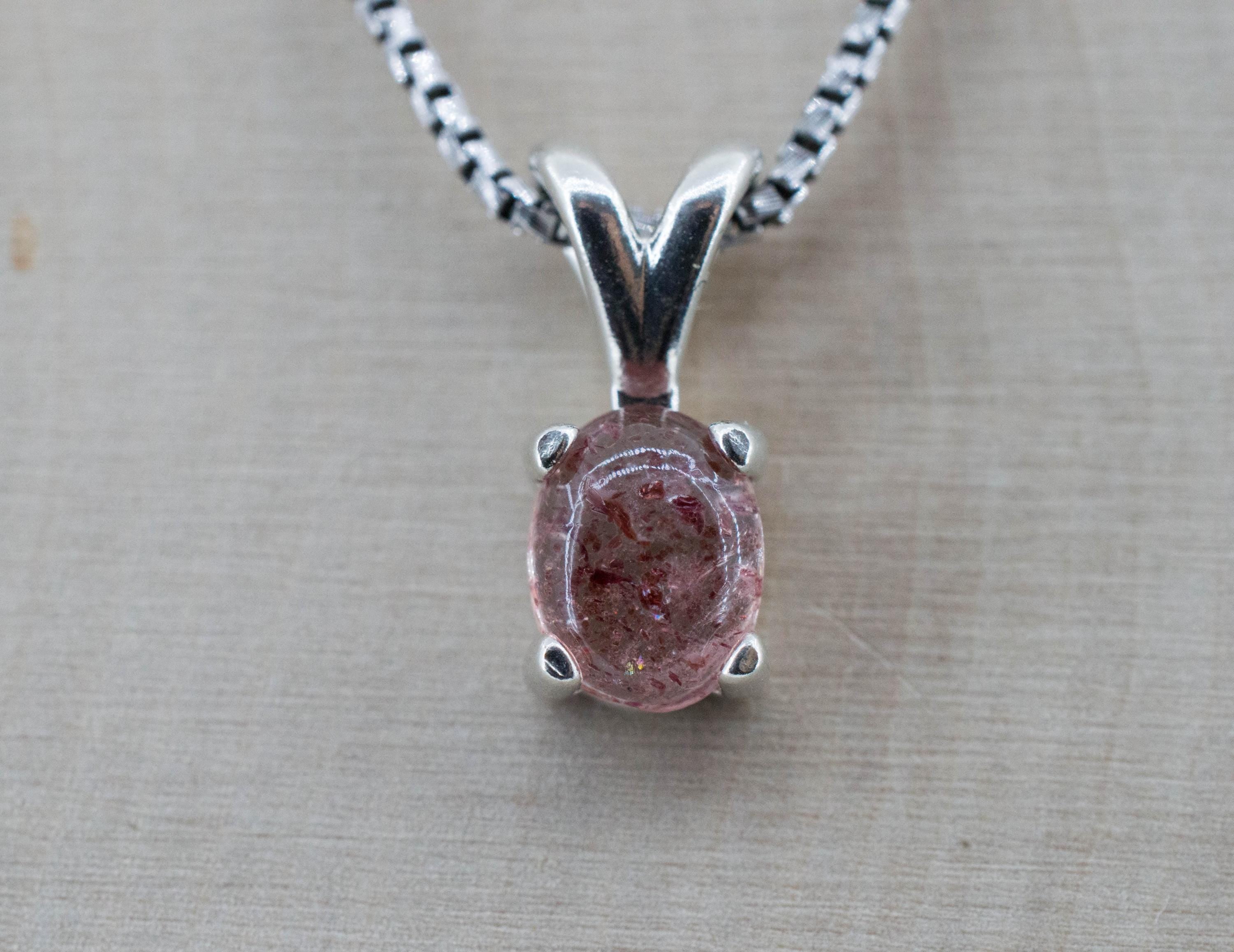 Strawberry Quartz Pendant; Natural Untreated Kazakhstan Strawberry Quartz; 1.105cts