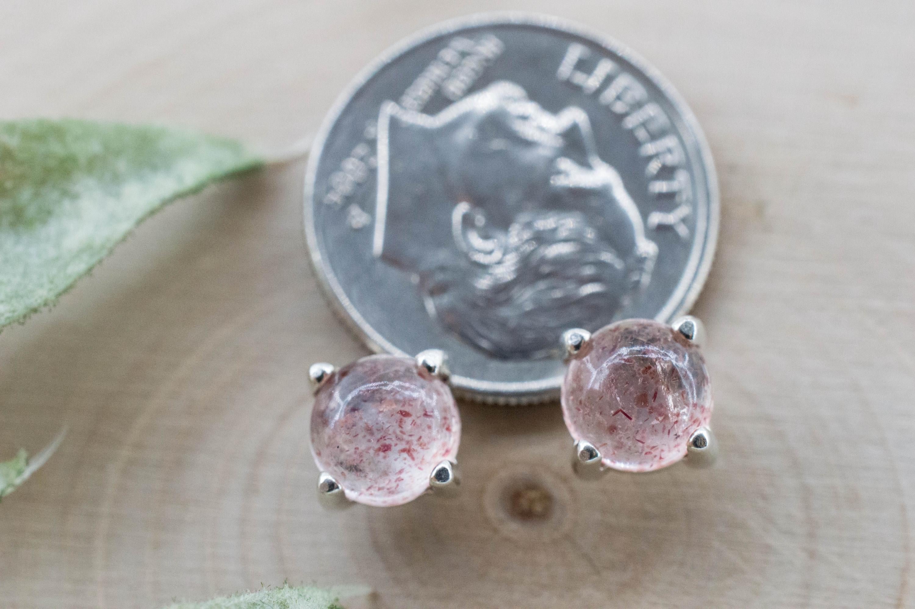 Strawberry Quartz Earrings; Natural Untreated Kazakhstan Quartz; 1.730cts