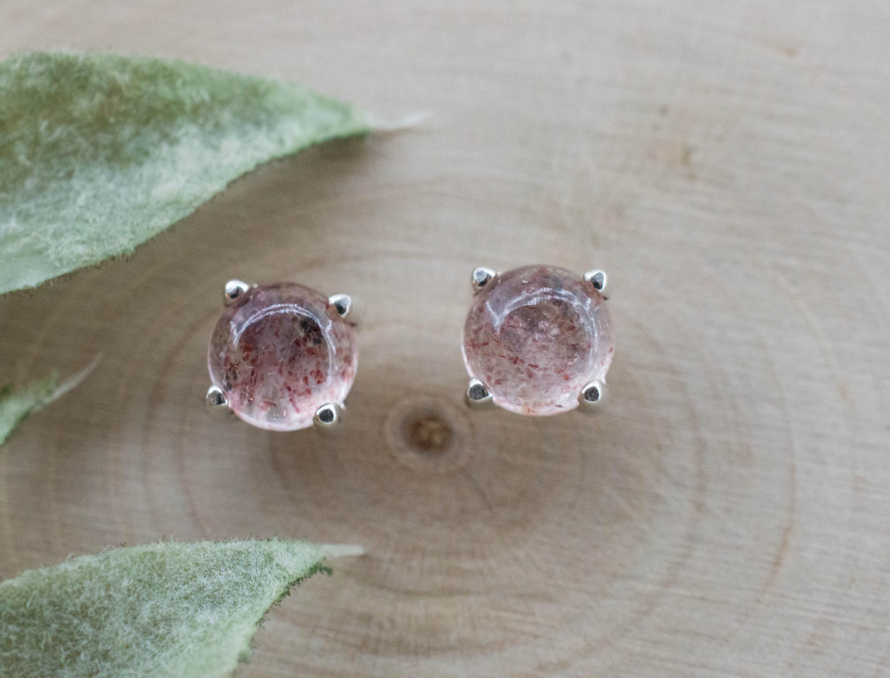 Strawberry Quartz Earrings; Natural Untreated Kazakhstan Quartz; 1.690cts