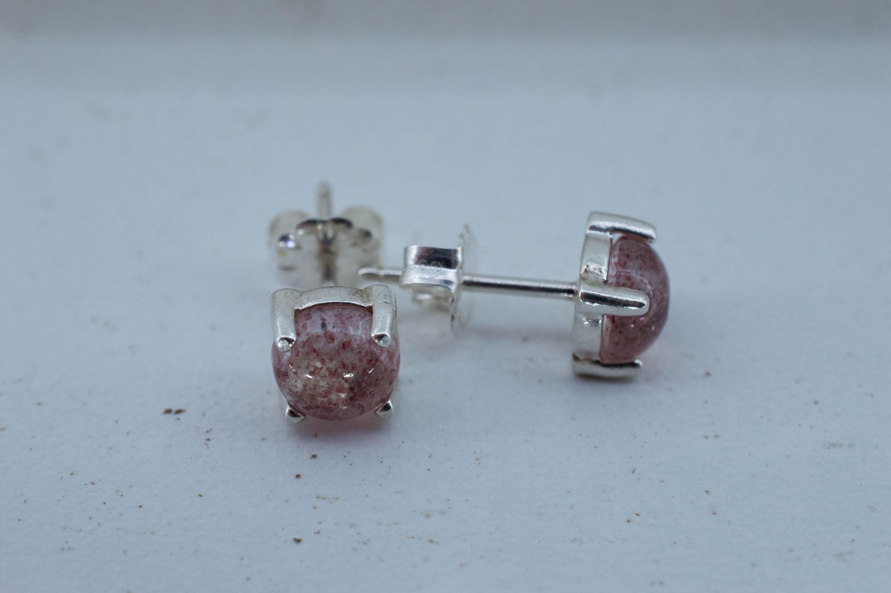 Strawberry Quartz Earrings; Natural Untreated Kazakhstan Quartz; 1.815cts