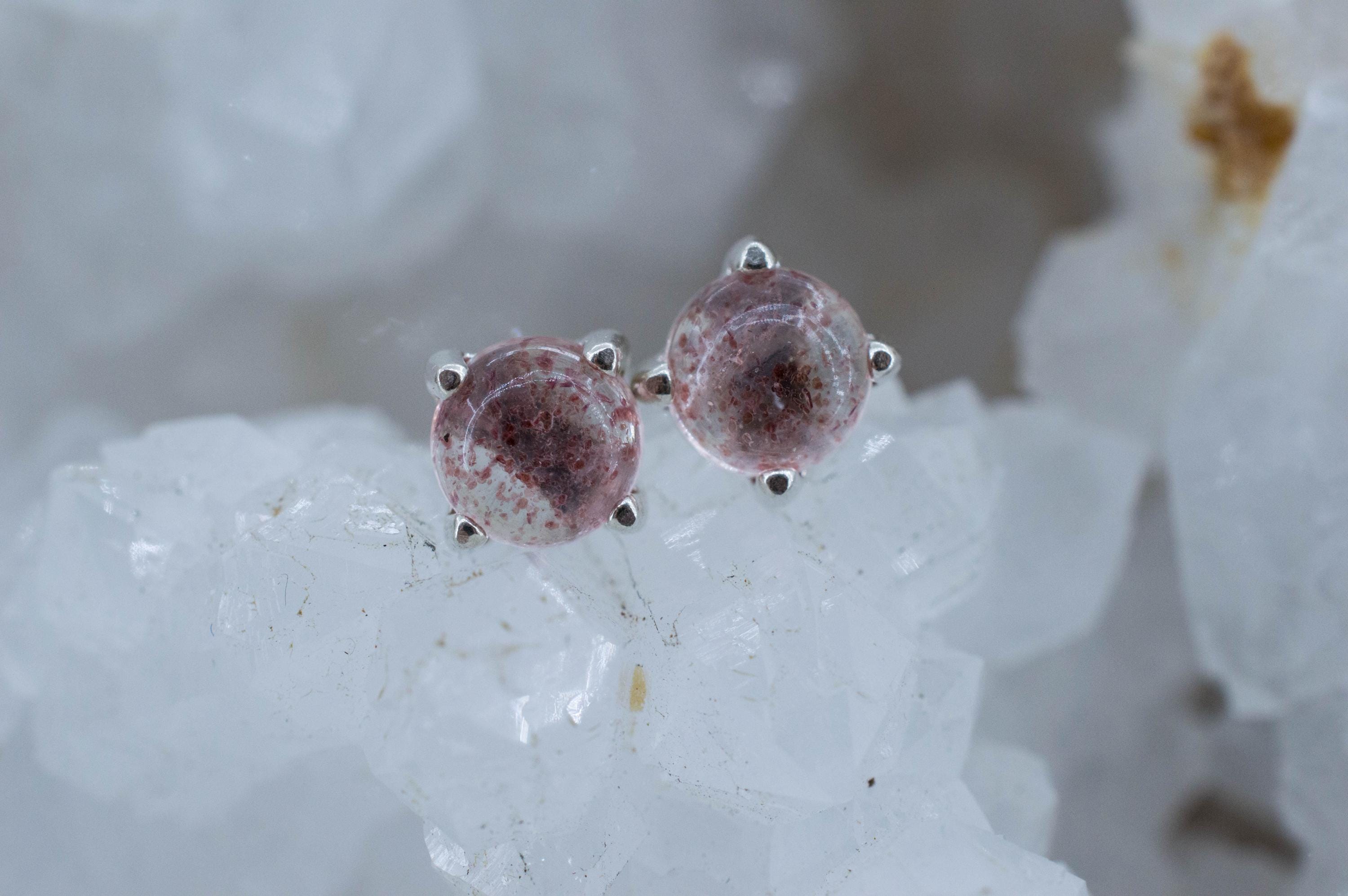 Strawberry Quartz Earrings; Natural Untreated Kazakhstan Quartz; 1.815cts