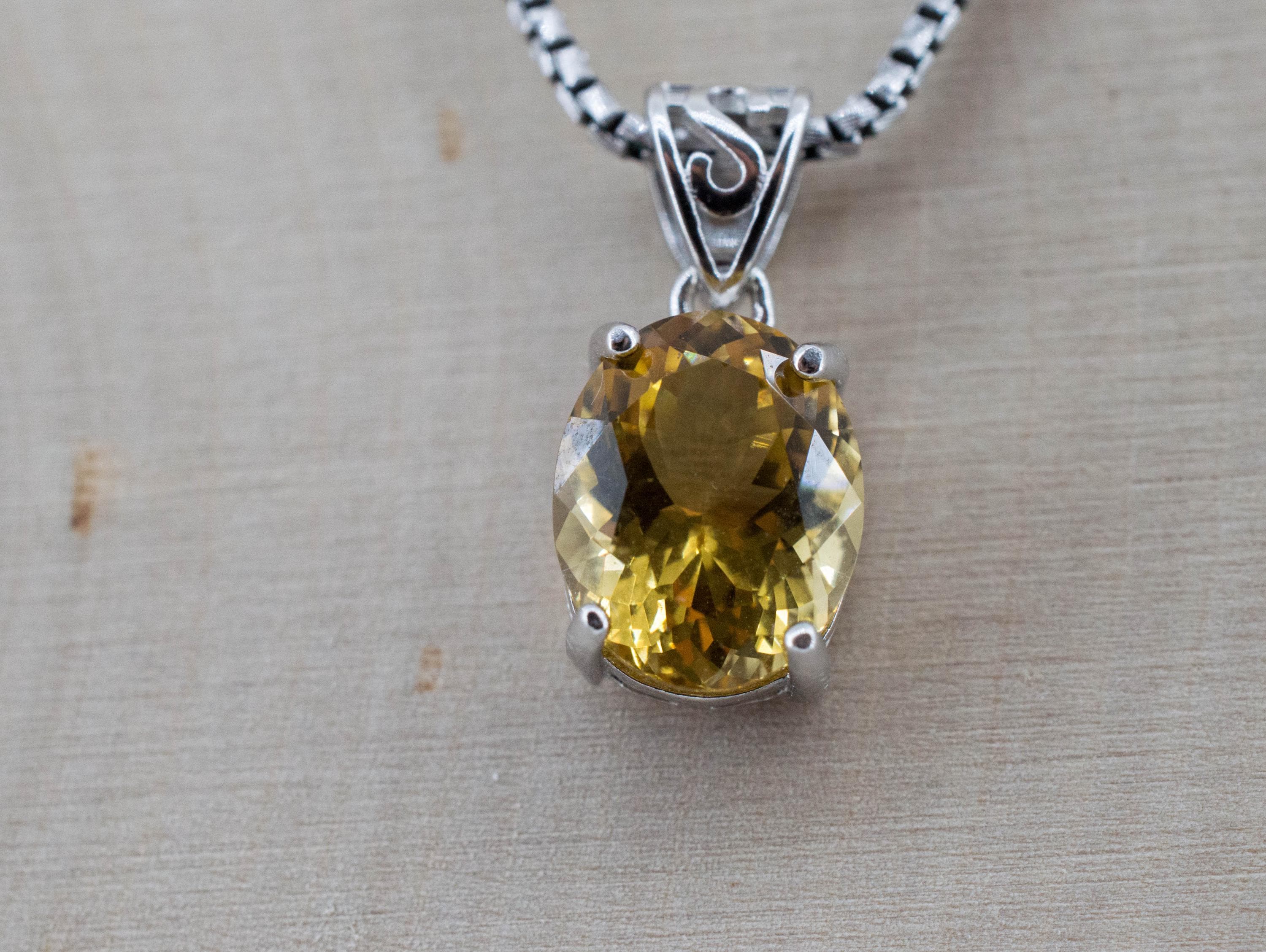Heliodor Pendant, Natural Untreated Brazil Golden Beryl; 2.500cts