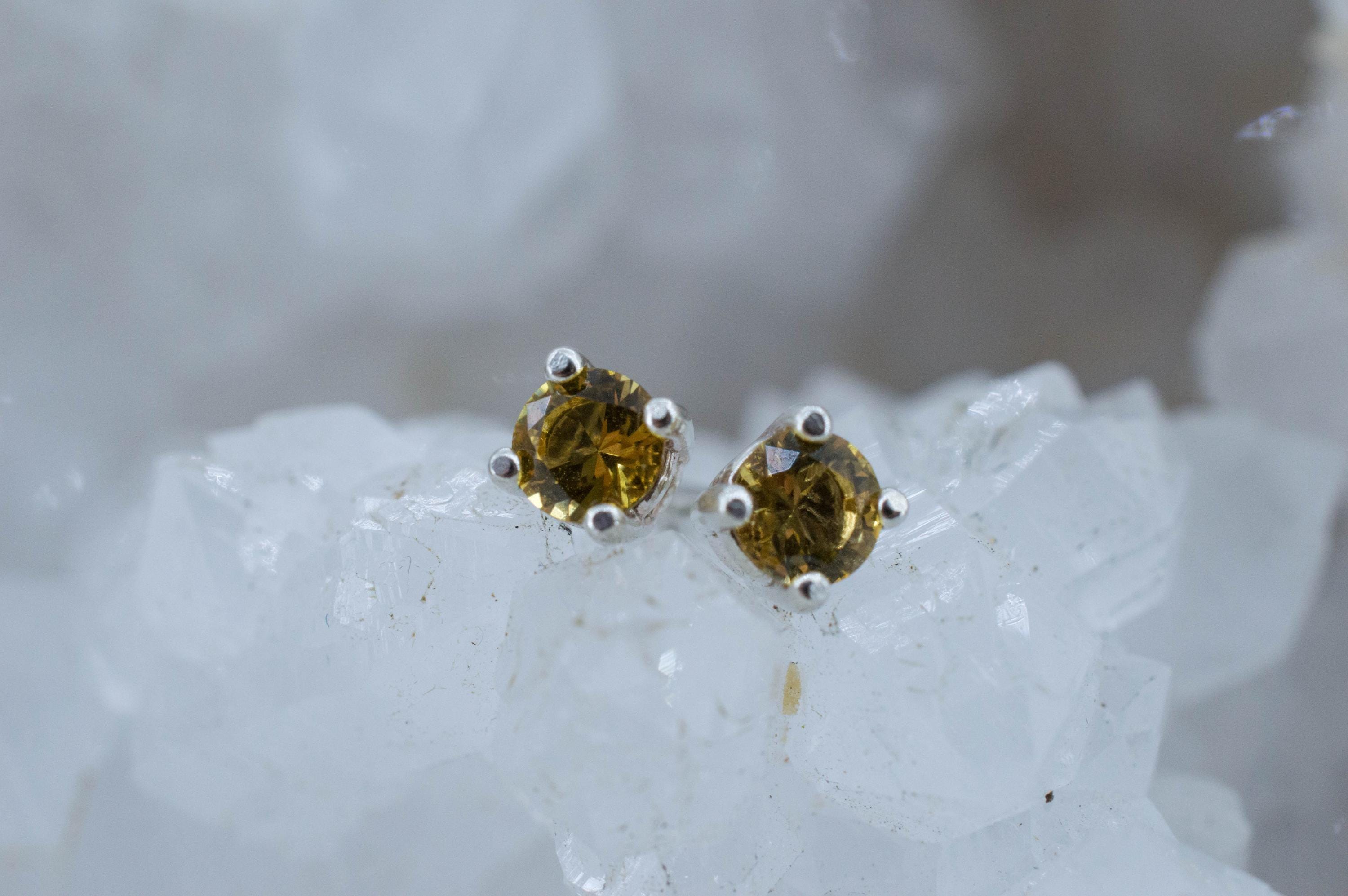 Heliodor Earrings, Natural Untreated Brazil Golden Beryl; 0.395cts