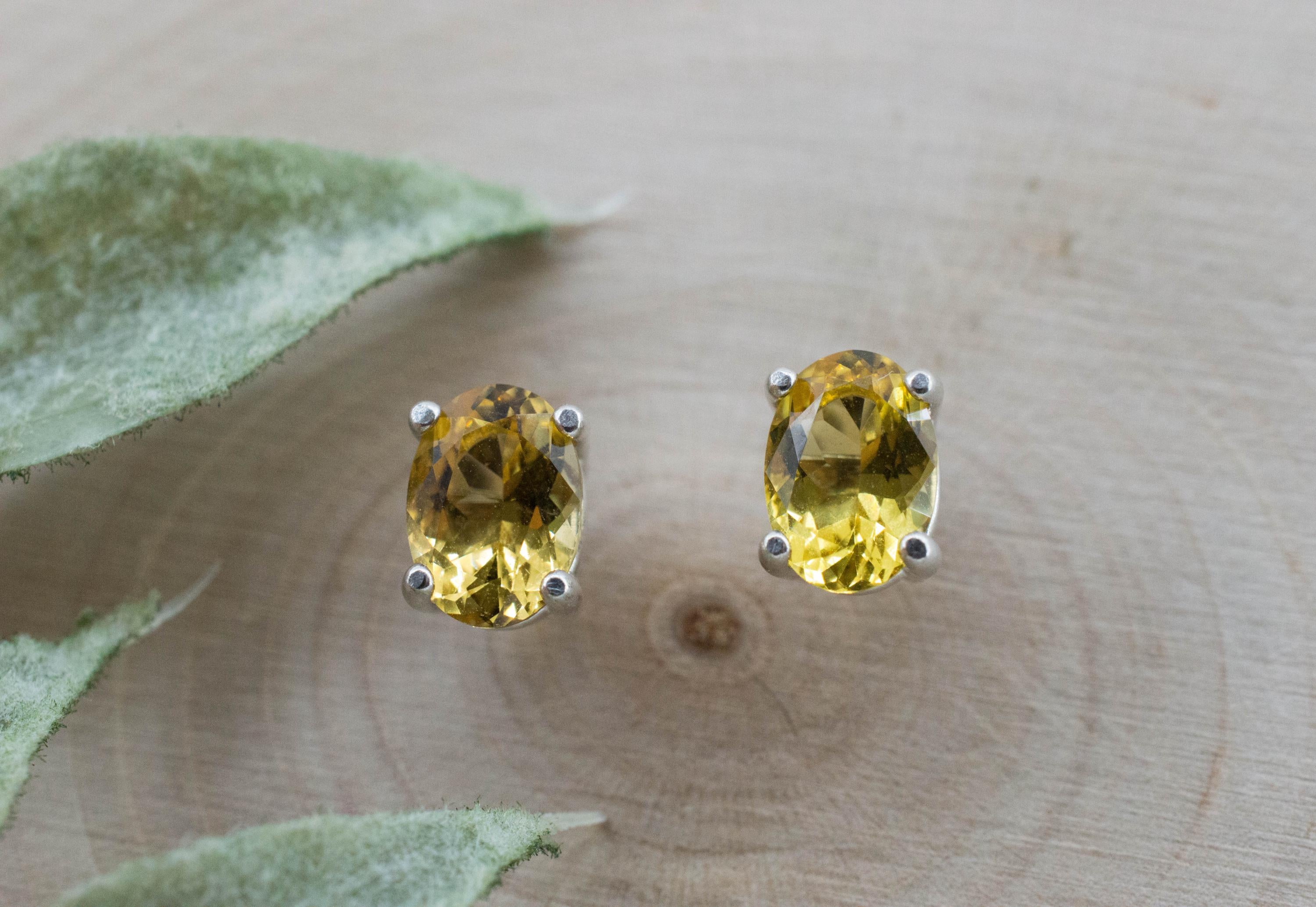 Heliodor Earrings, Natural Untreated Brazil Golden Beryl; 1.360cts