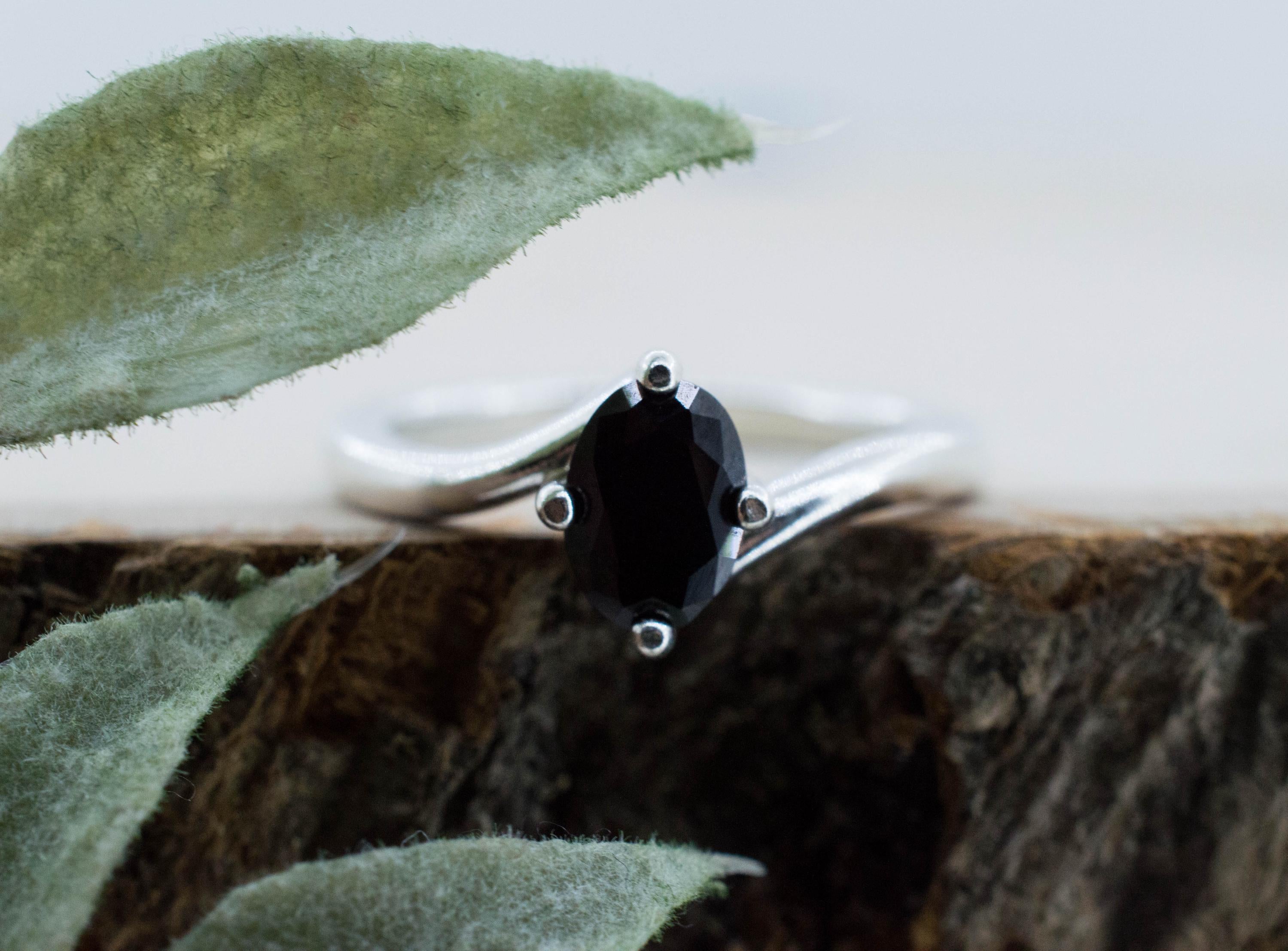 Black Spinel Ring, Natural Untreated Thailand Spinel; 0.890cts