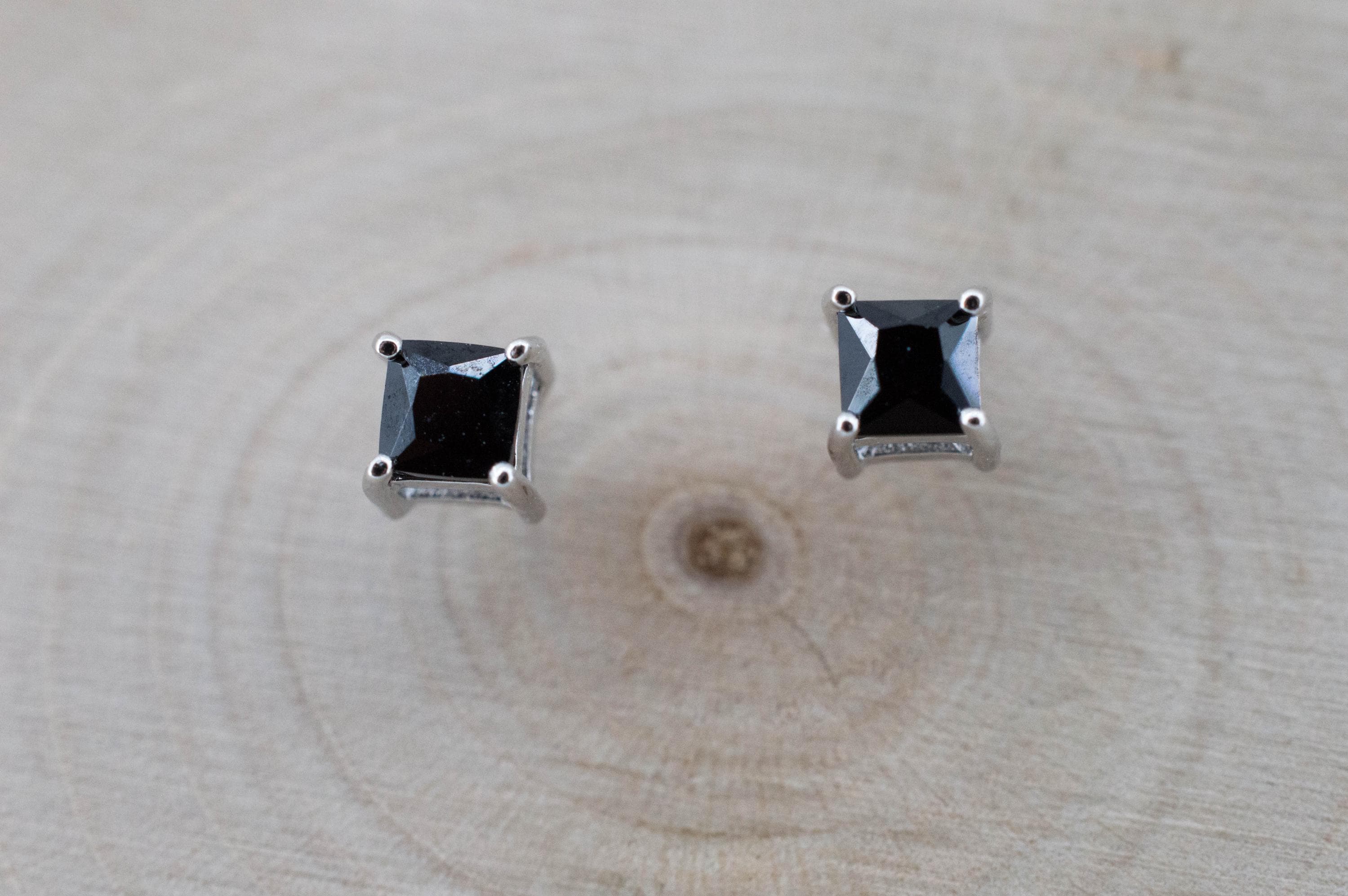 Black Spinel Earrings; Natural Untreated Thailand Spinel; 0.425cts