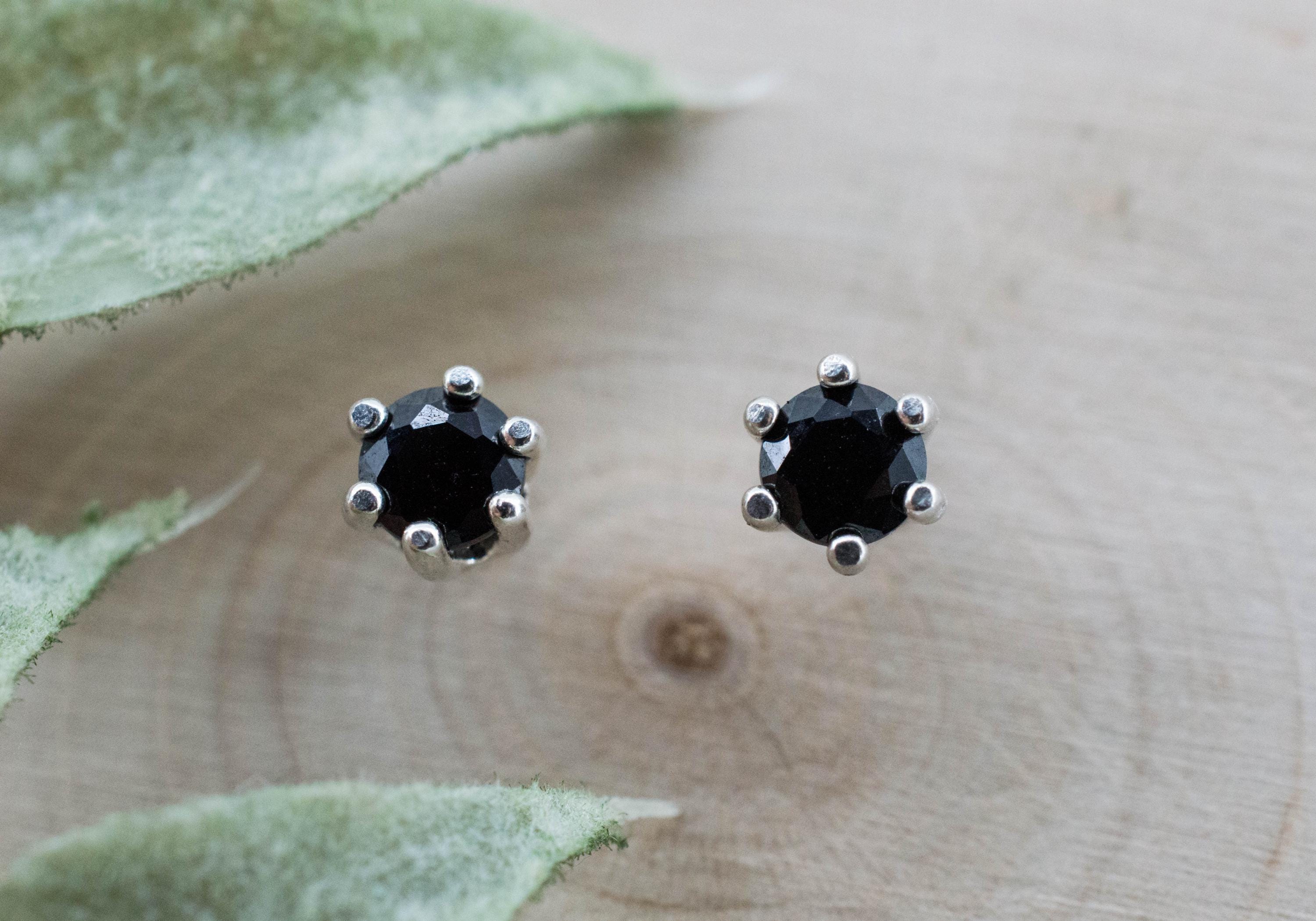 Black Spinel Earrings; Natural Untreated Thailand Spinel; 0.580cts