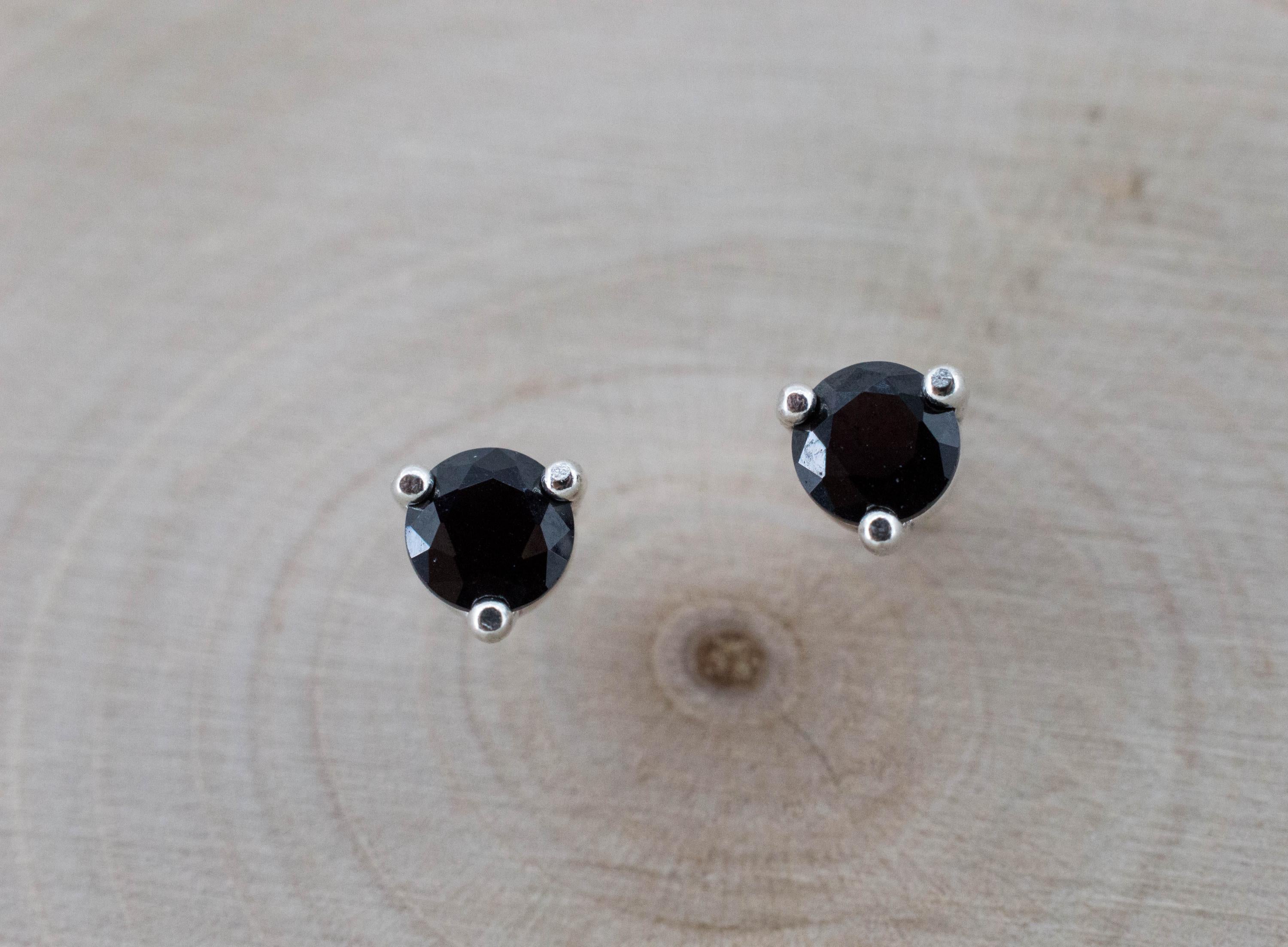 Black Spinel Earrings; Natural Untreated Thailand Spinel; 0.595cts