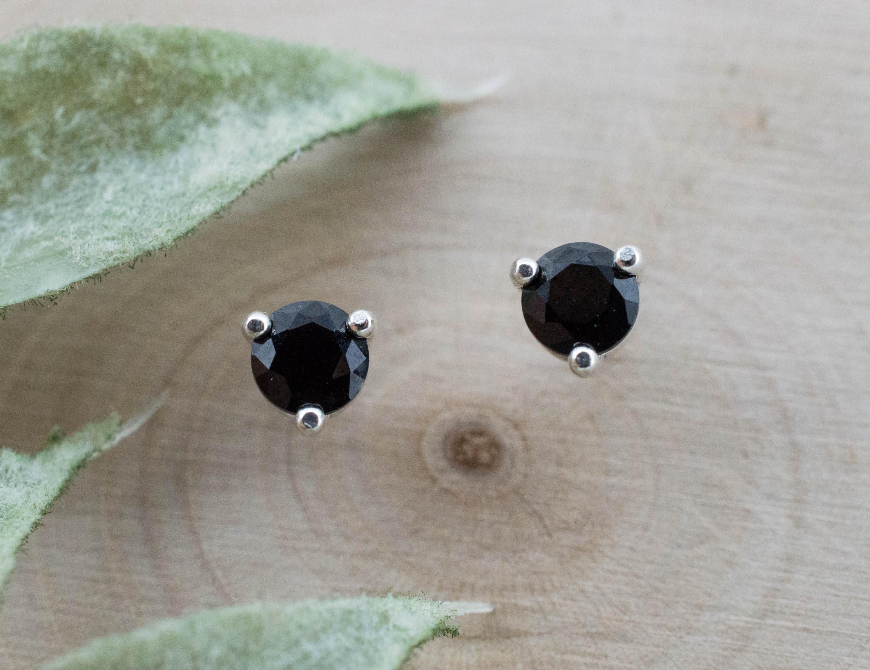 Black Spinel Earrings; Natural Untreated Thailand Spinel; 0.595cts