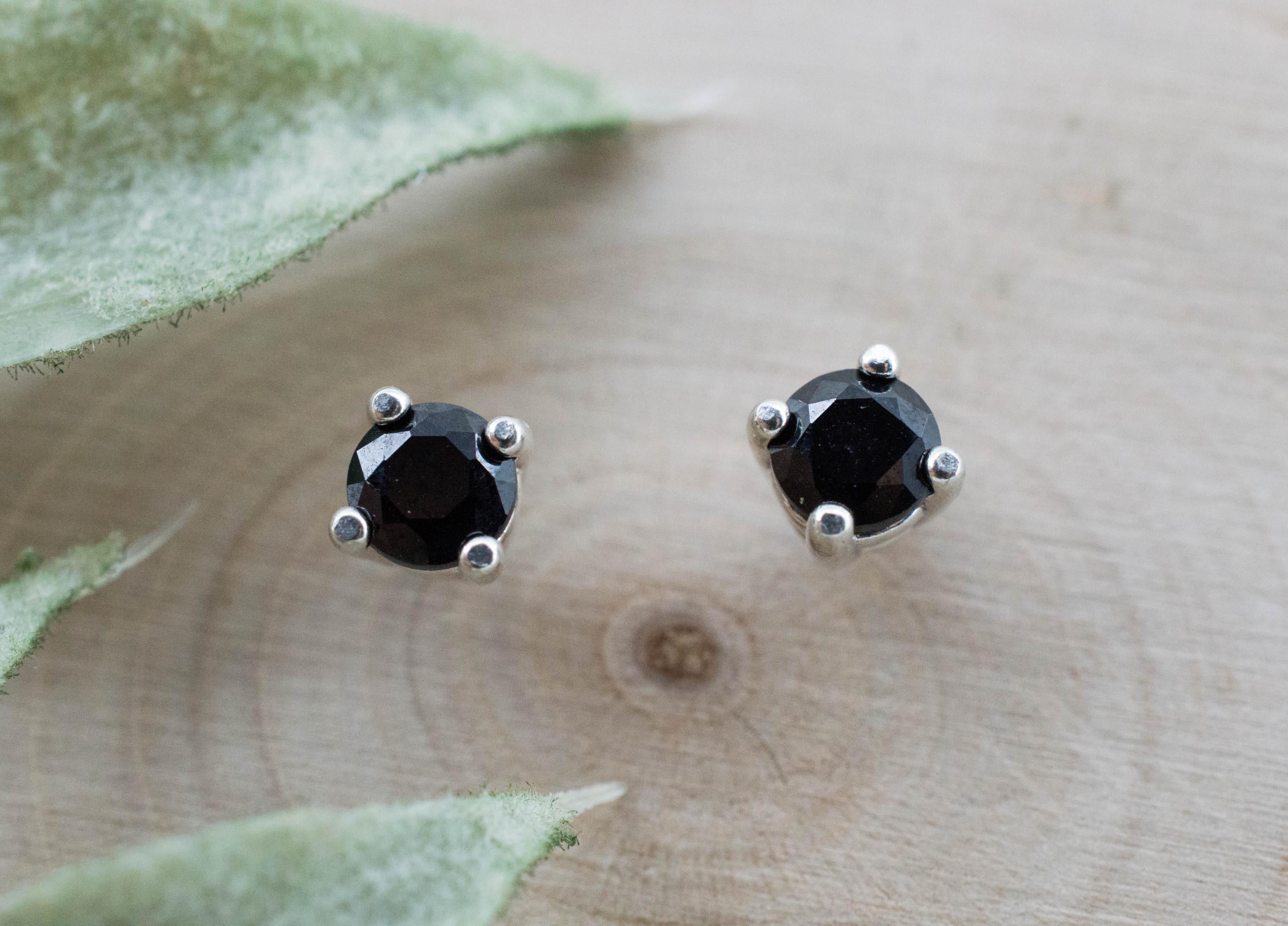 Black Spinel Earrings; Natural Untreated Thailand Spinel; 0.605cts