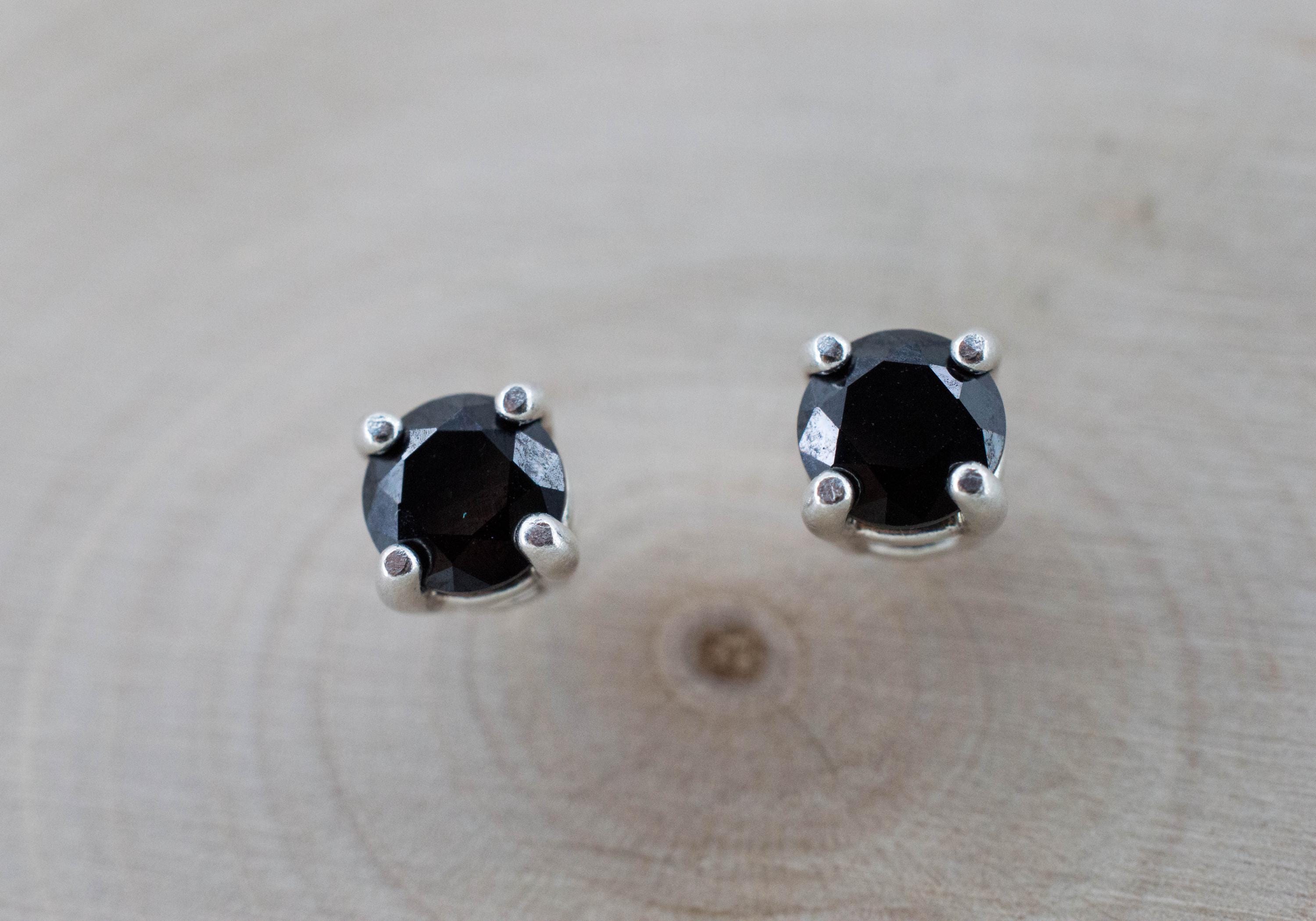 Black Spinel Earrings; Natural Untreated Thailand Spinel; 1.150cts