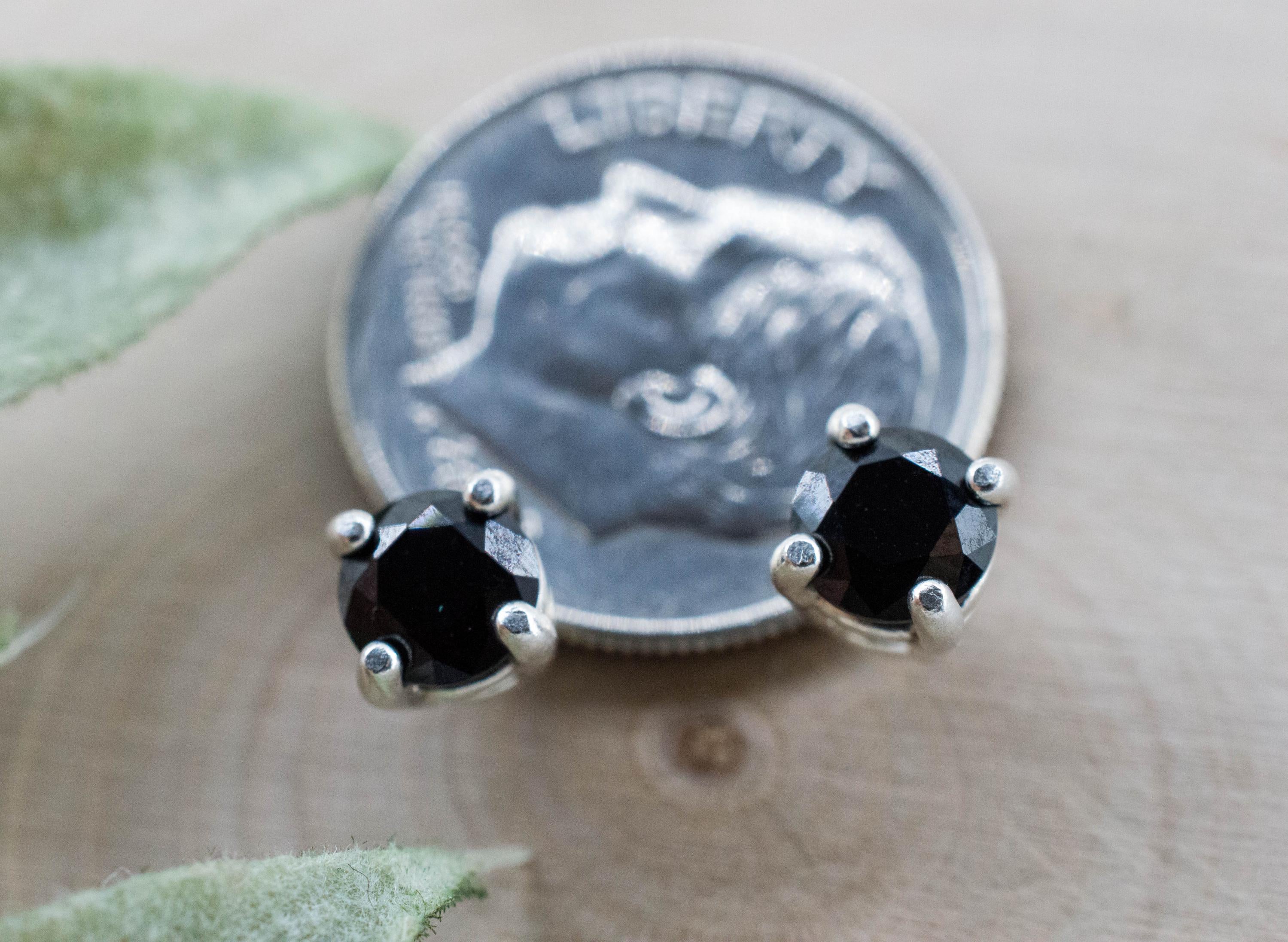 Black Spinel Earrings; Natural Untreated Thailand Spinel; 1.150cts