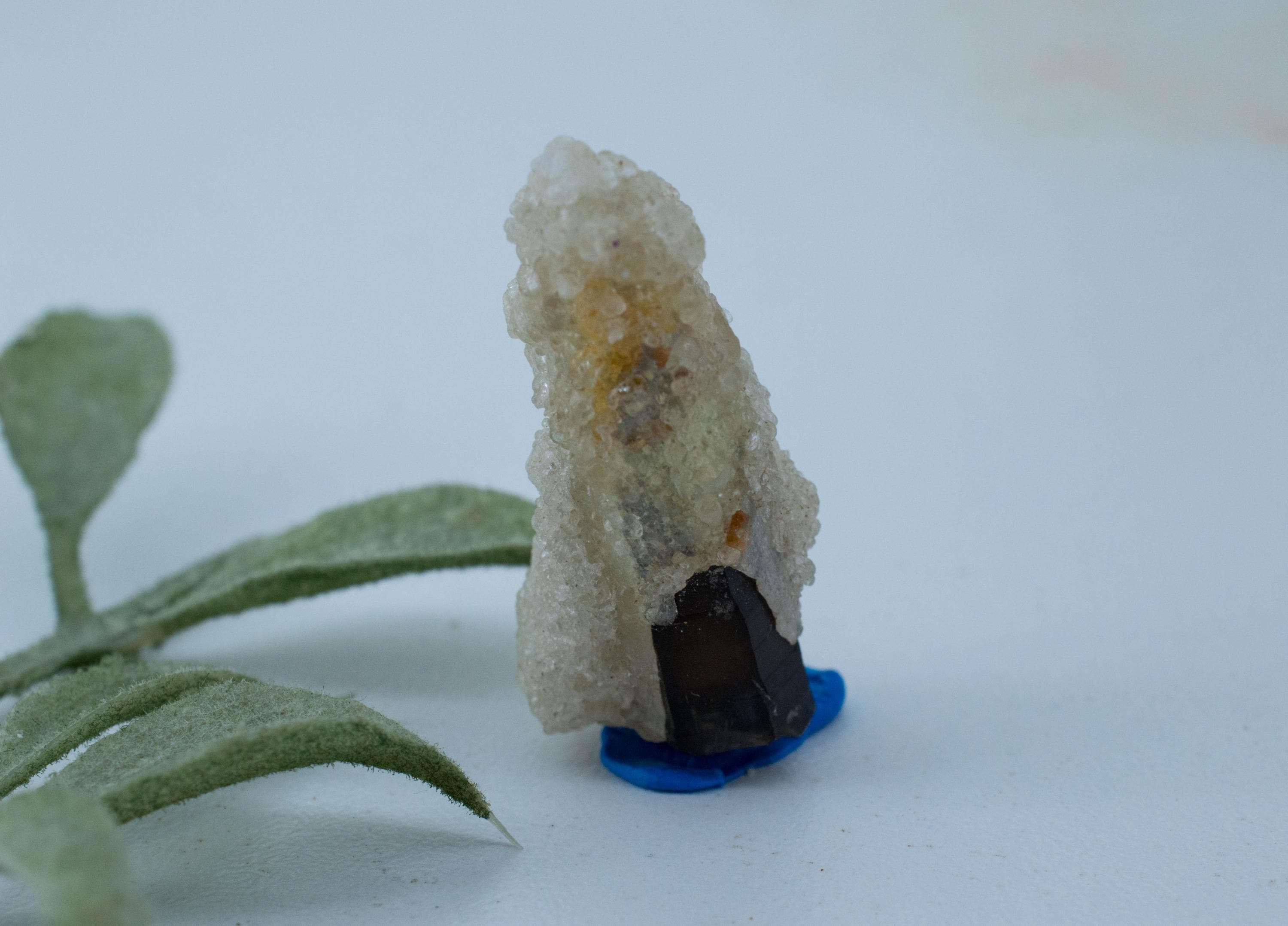 Hyalite Opal and Smoky Quartz Specimen; Natural Untreated Erongo Namibia Fluorescent Opal; 28.640cts