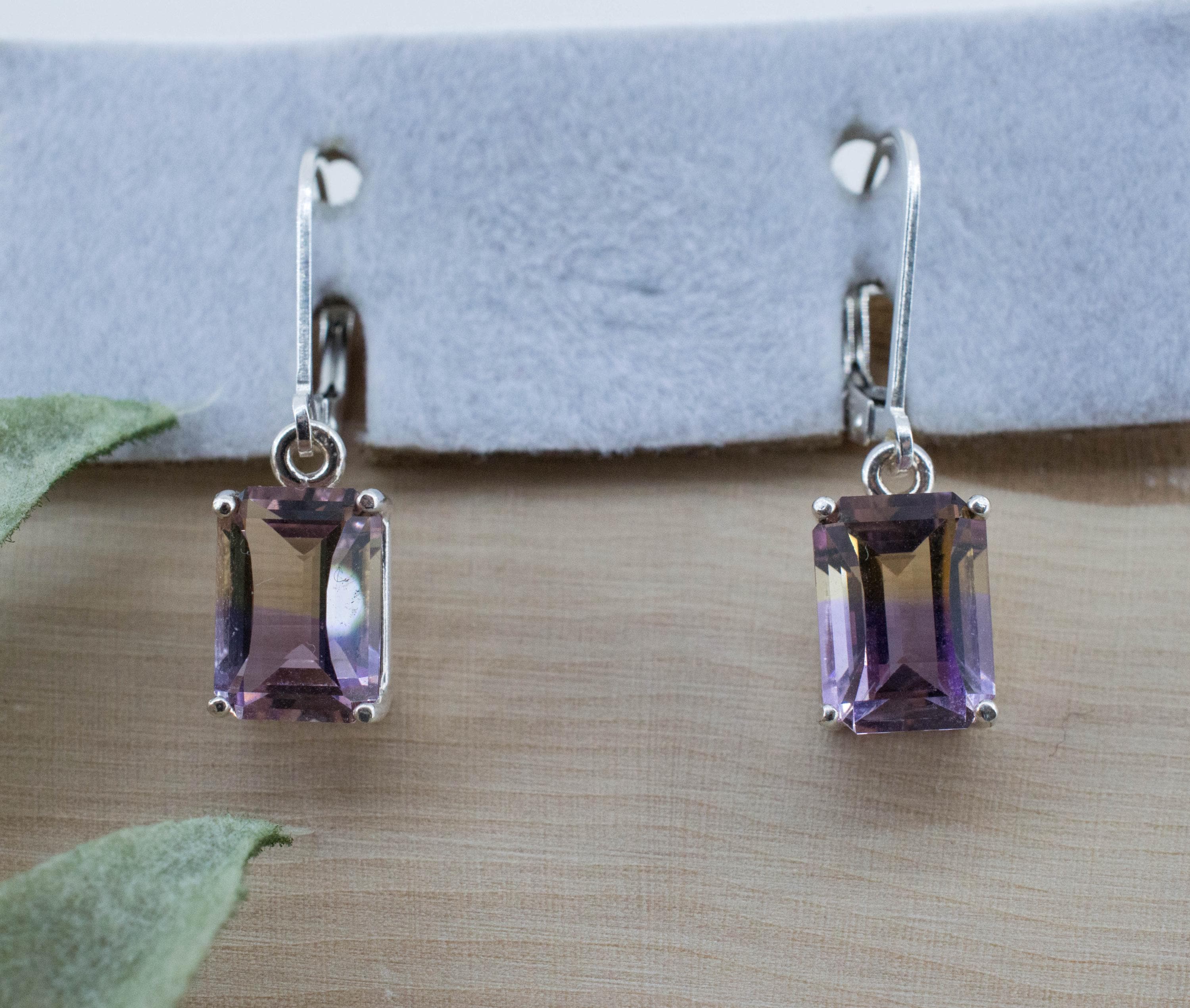 Ametrine Earrings; Natural Untreated Bolivian Ametrine; 4.590cts