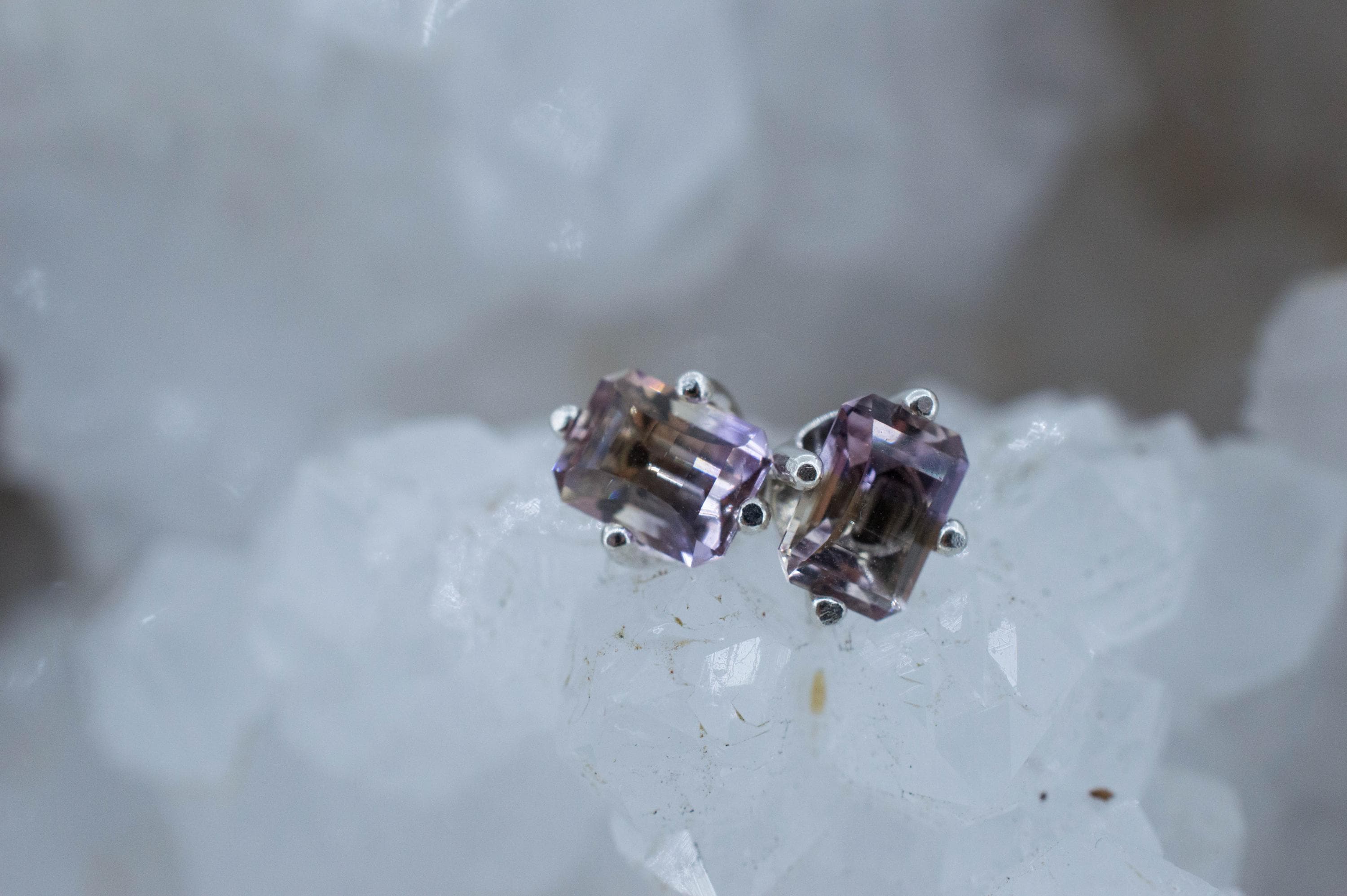 Ametrine Earrings; Natural Untreated Bolivia Ametrine; 1.115cts