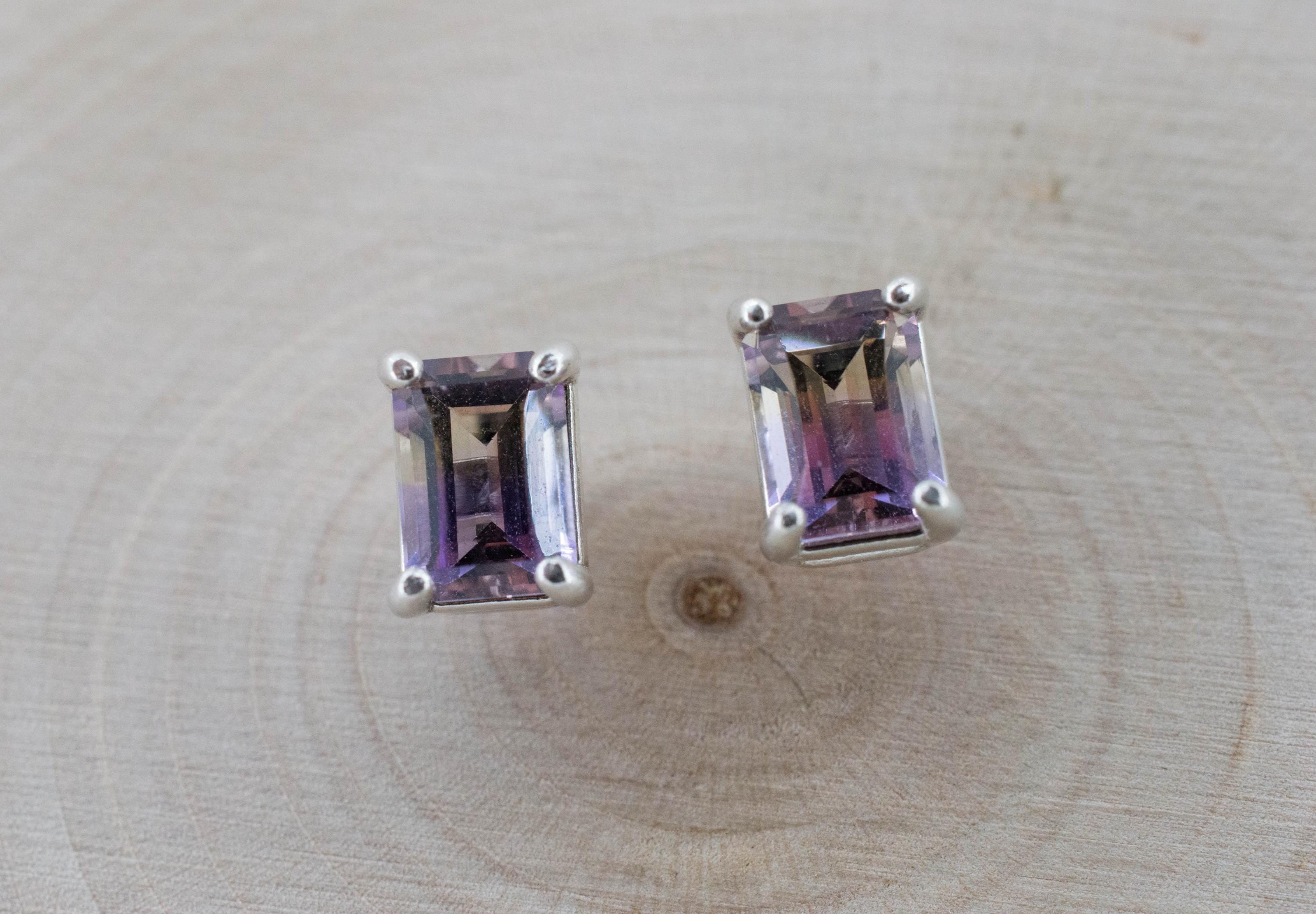 Ametrine Earrings; Natural Untreated Bolivia Ametrine; 1.590cts
