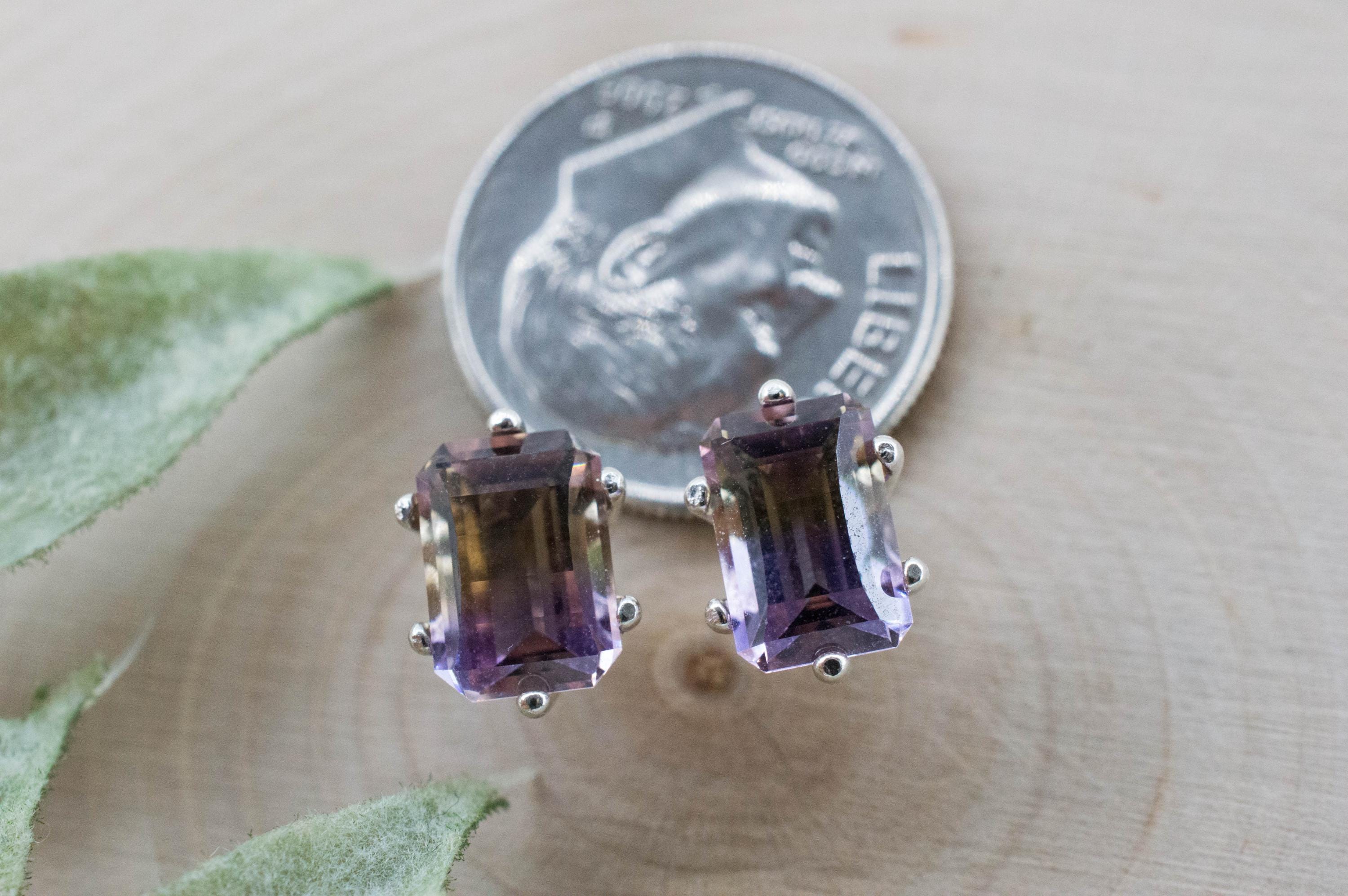 Ametrine Earrings; Natural Untreated Bolivia Ametrine; 2.845cts