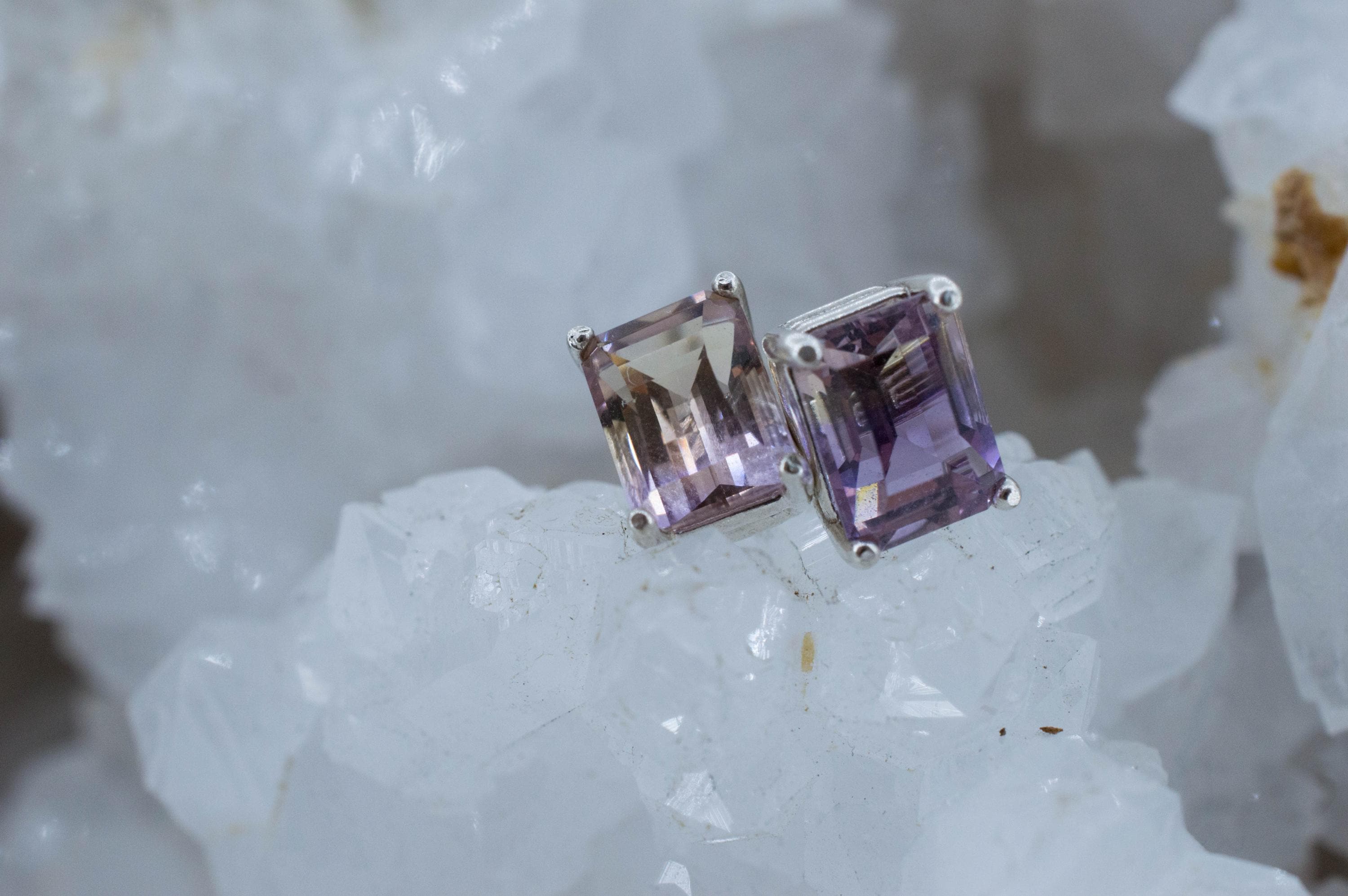 Ametrine Earrings; Natural Untreated Bolivia Ametrine; 3.090cts
