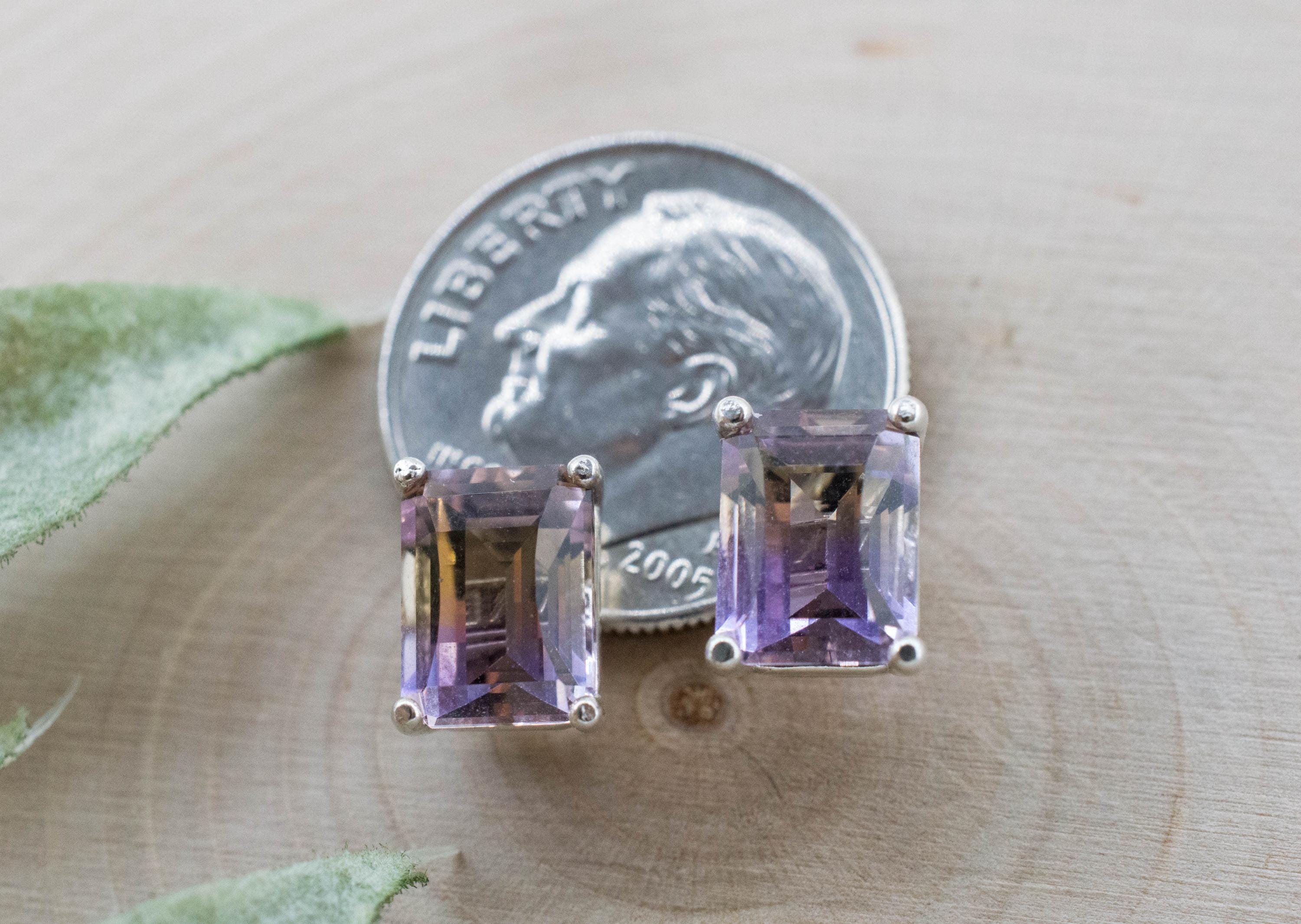 Ametrine Earrings; Natural Untreated Bolivia Ametrine; 3.090cts