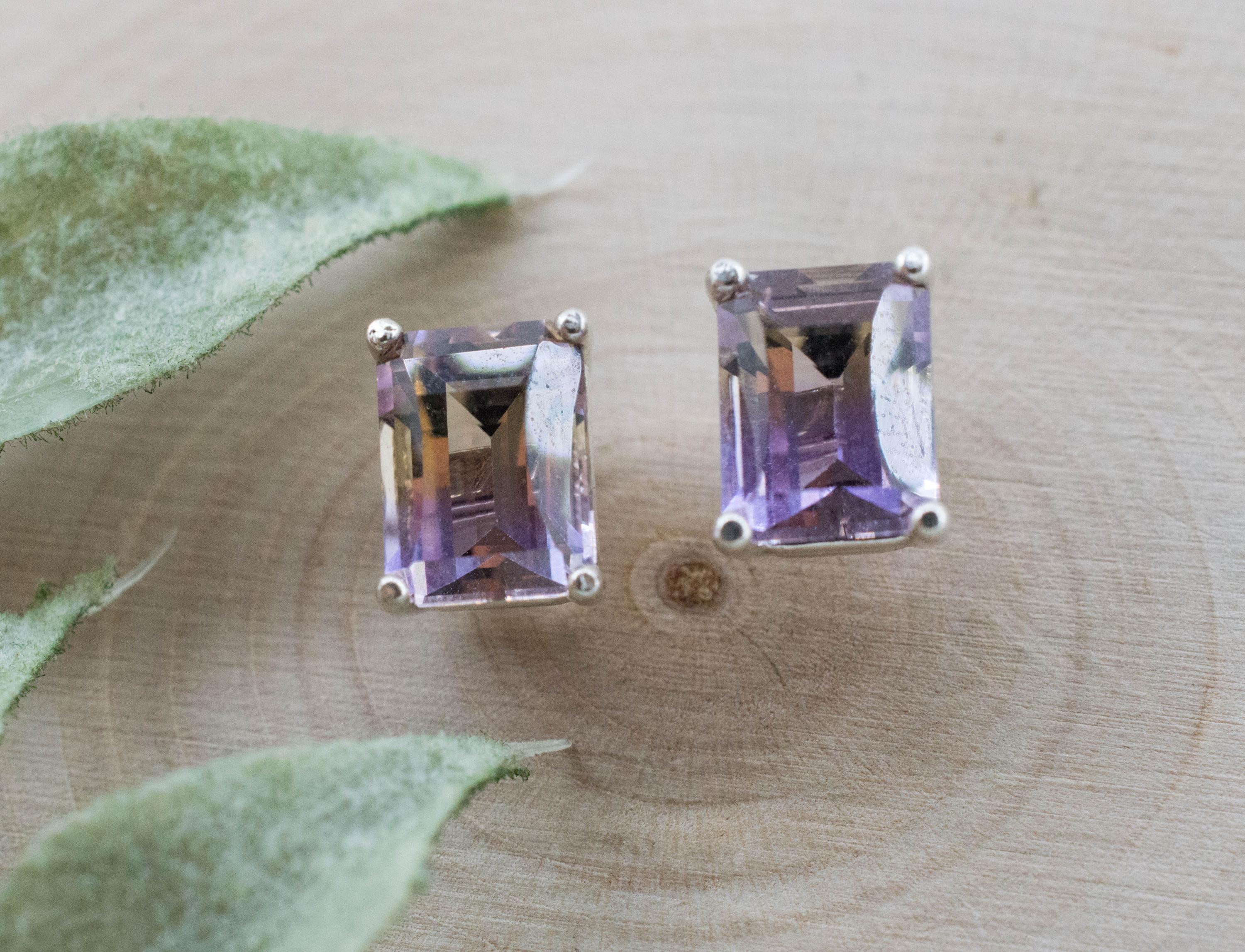 Ametrine Earrings; Natural Untreated Bolivia Ametrine; 3.090cts