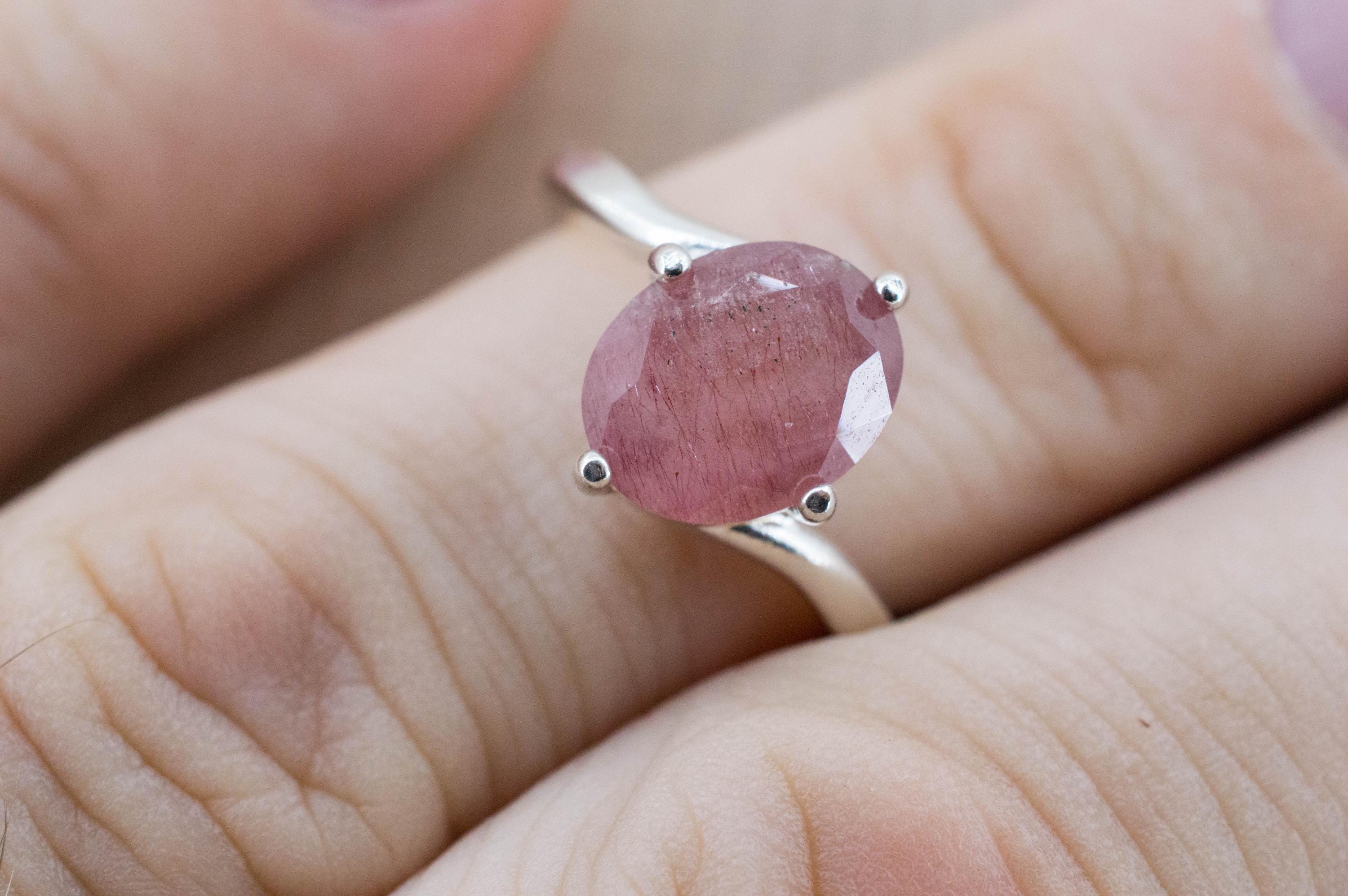 Strawberry Quartz Ring; Natural Untreated Mexico Quartz; 2.450cts