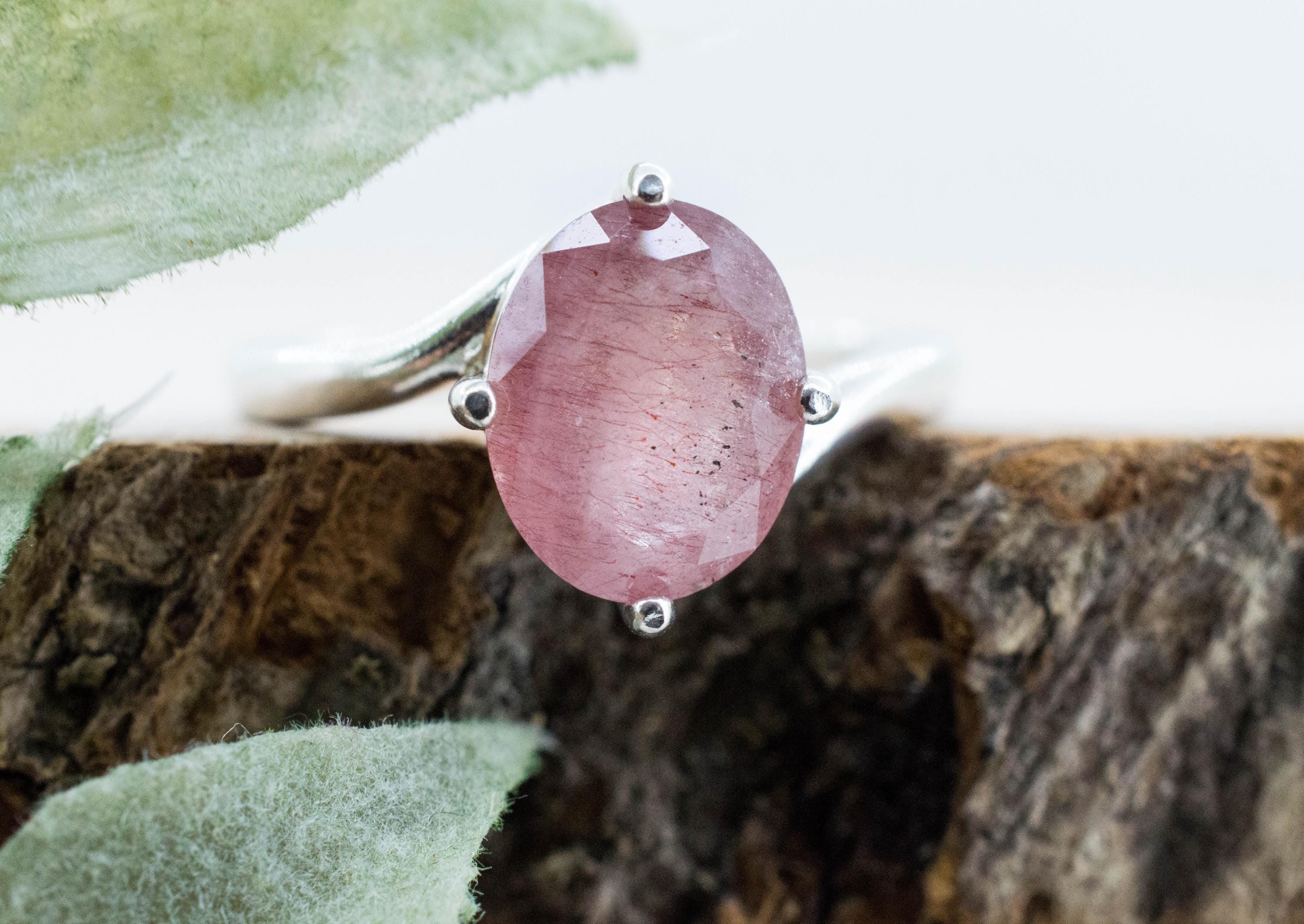 Strawberry Quartz Ring; Natural Untreated Mexico Quartz; 2.450cts
