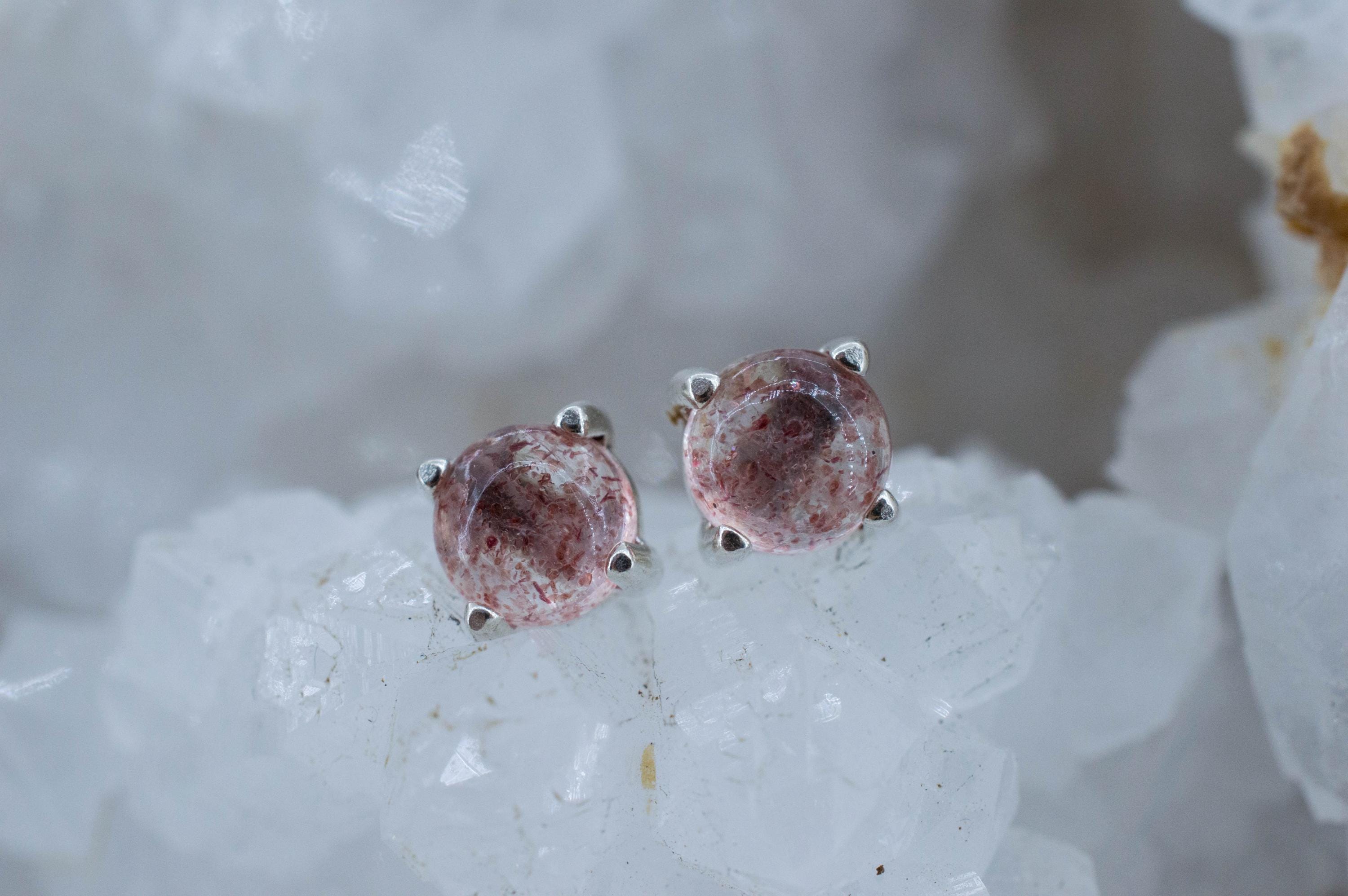 Strawberry Quartz Earrings; Natural Untreated Kazakhstan Quartz; 1.700cts