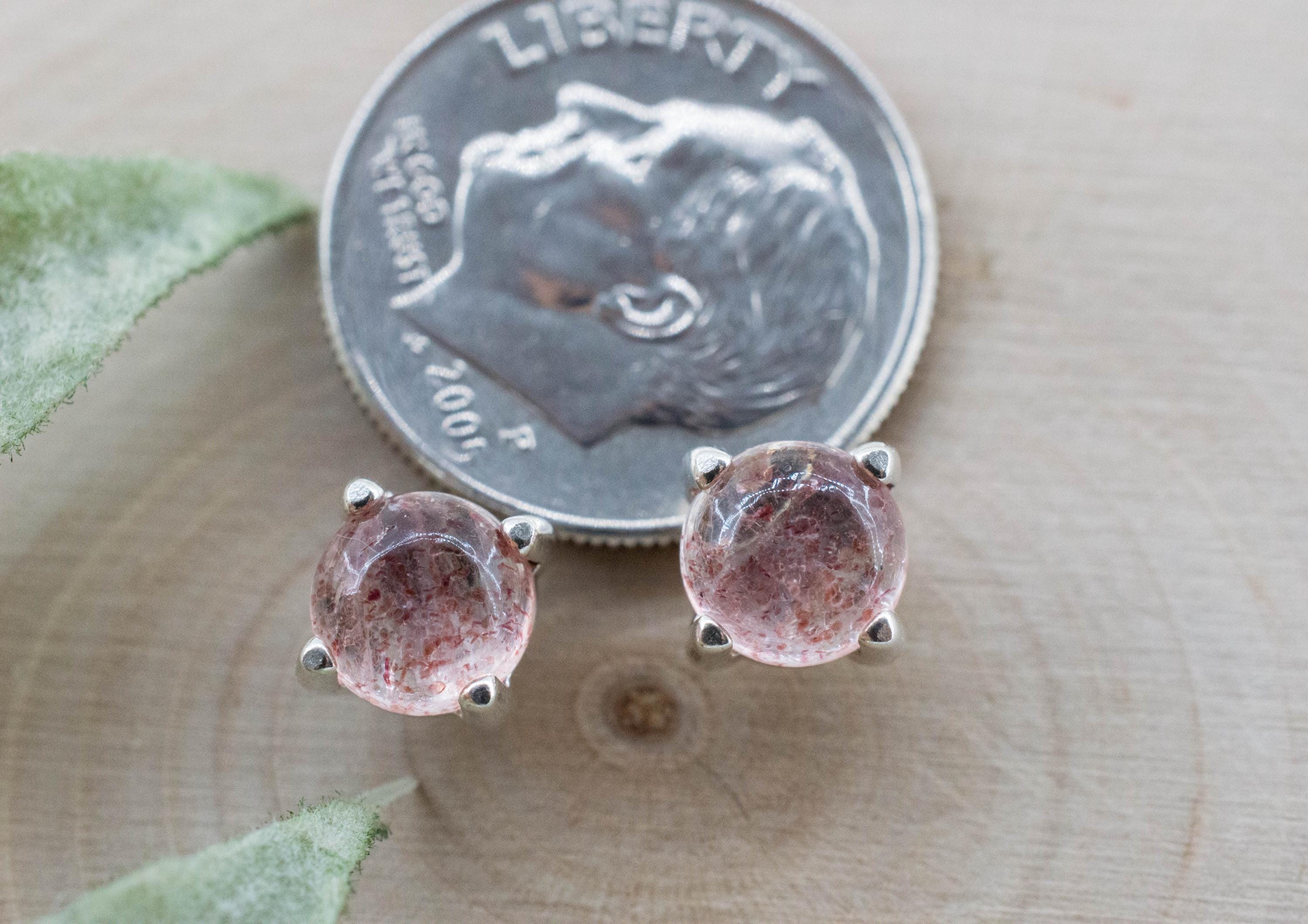Strawberry Quartz Earrings; Natural Untreated Kazakhstan Quartz; 1.700cts