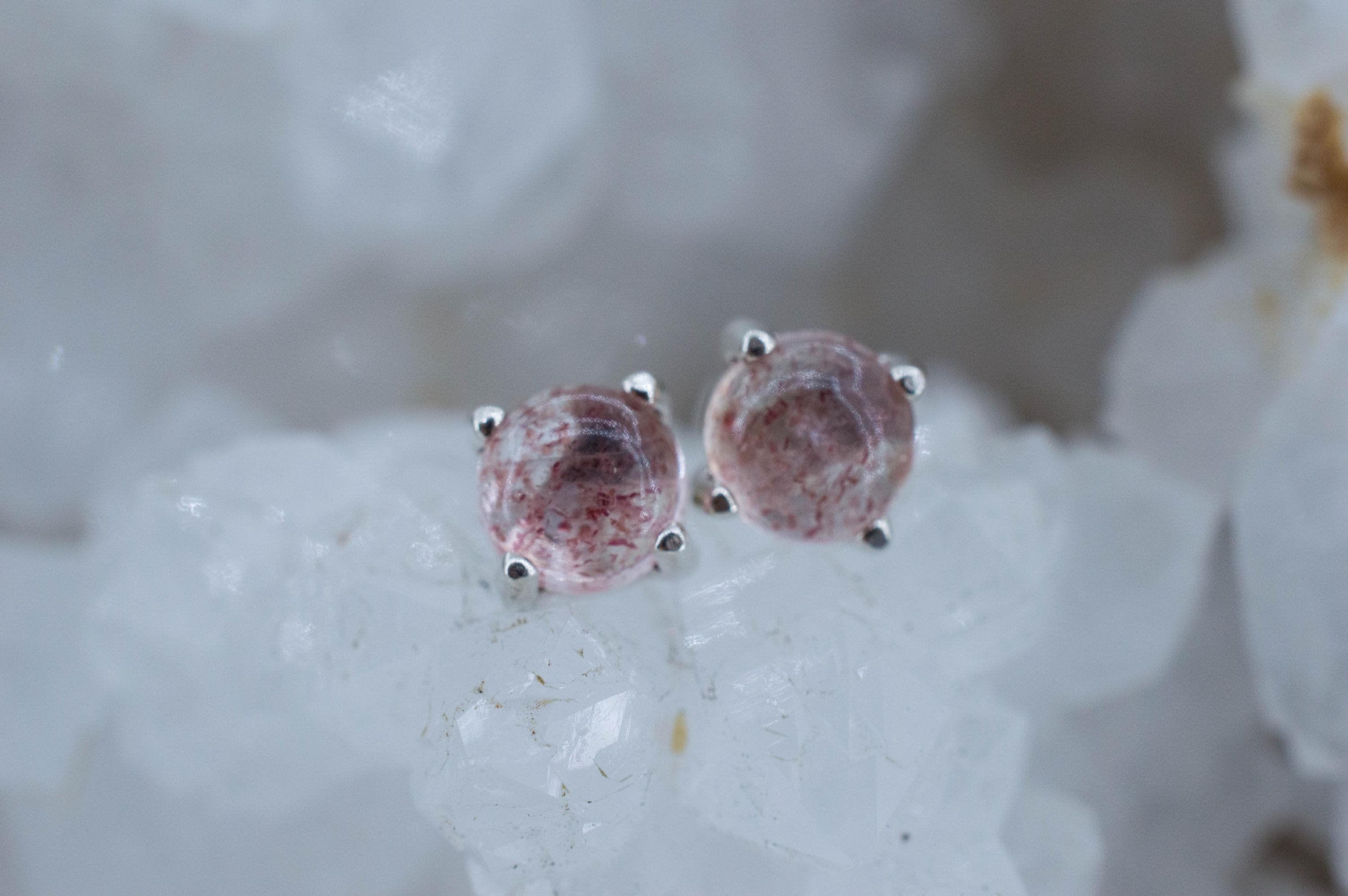 Strawberry Quartz Earrings; Natural Untreated Kazakhstan Quartz; 1.690cts
