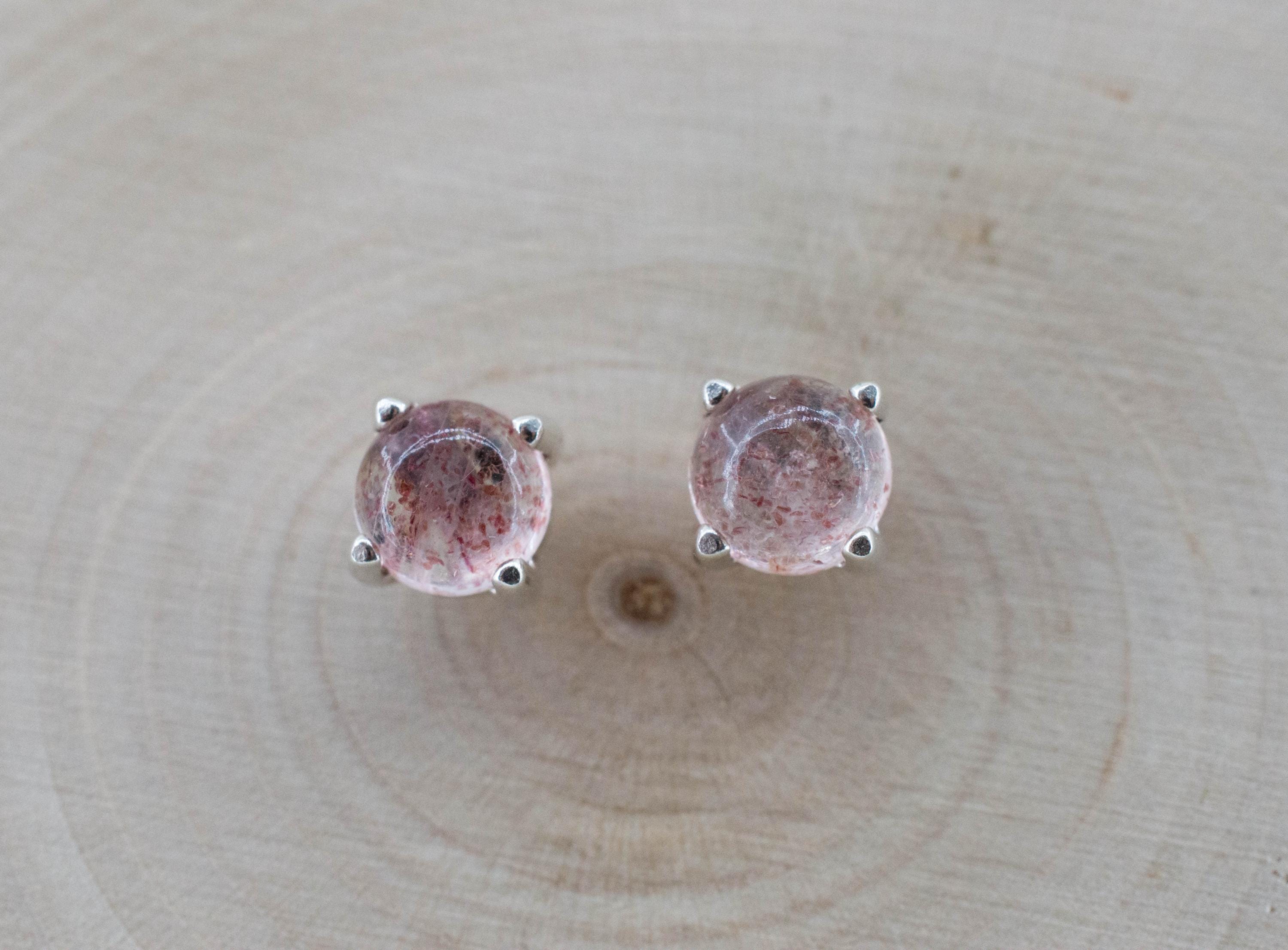 Strawberry Quartz Earrings; Natural Untreated Kazakhstan Quartz; 1.690cts