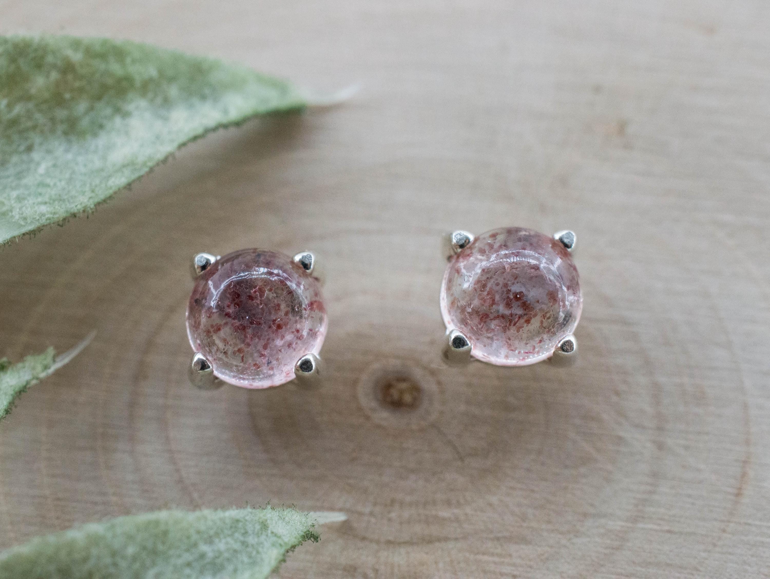 Strawberry Quartz Earrings; Natural Untreated Kazakhstan Quartz; 1.815cts