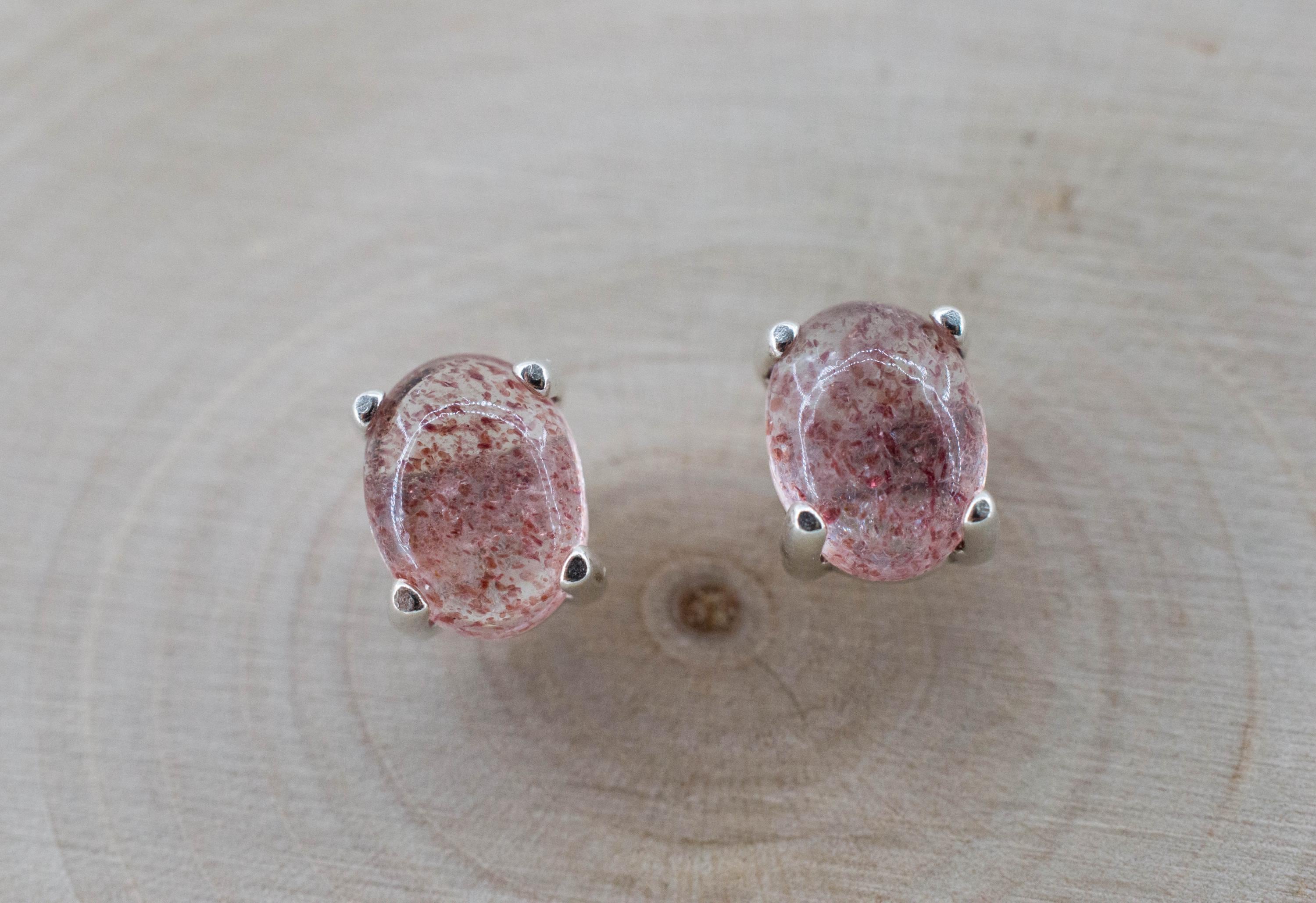 Strawberry Quartz Earrings; Natural Untreated Kazakhstan Quartz; 2.390cts
