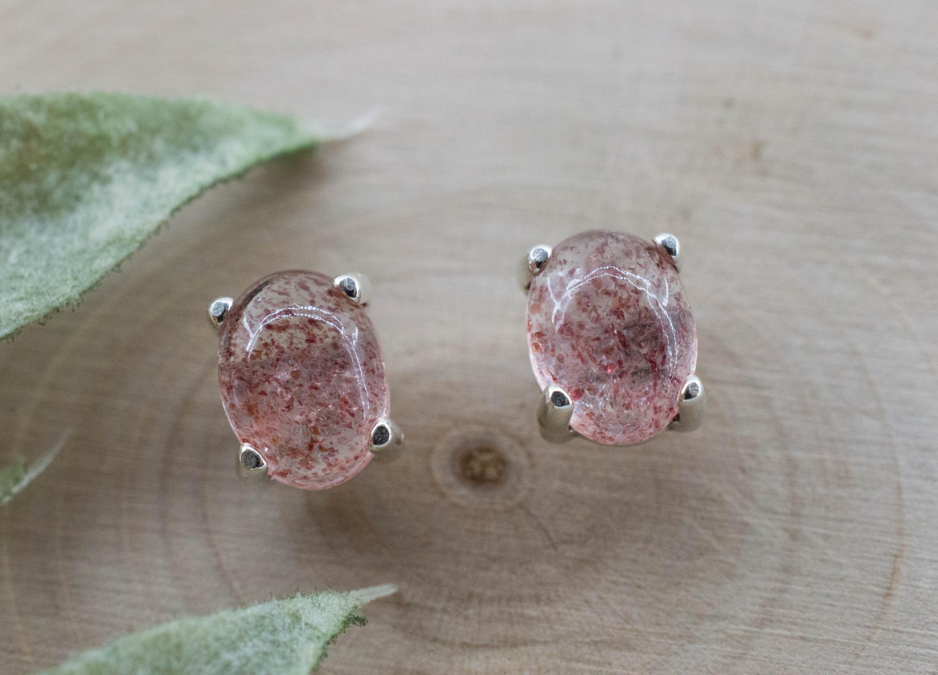 Strawberry Quartz Earrings; Natural Untreated Kazakhstan Quartz; 2.390cts