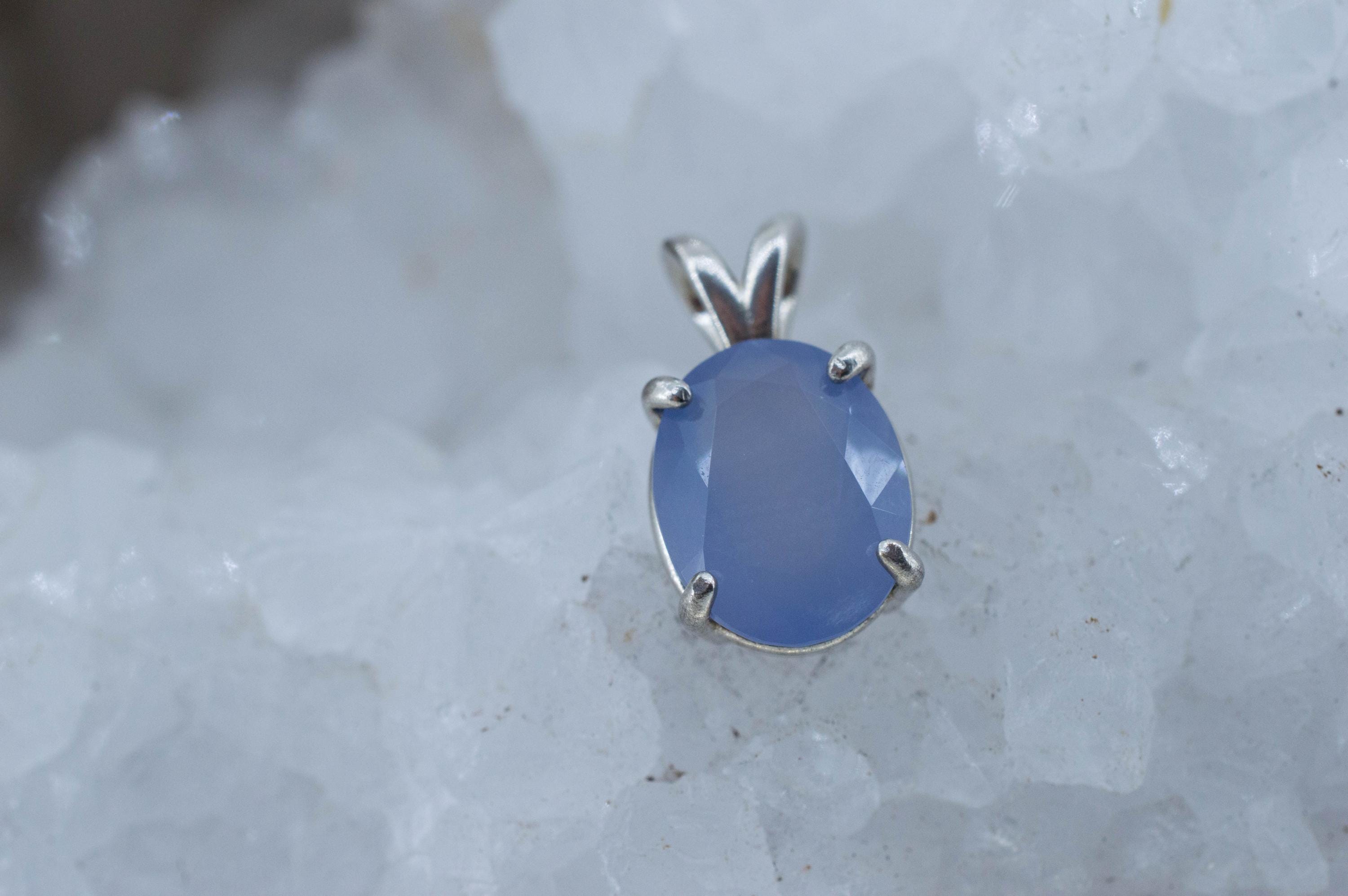 Blue Agate Pendant; Natural Untreated Namibia Agate; 3.320cts
