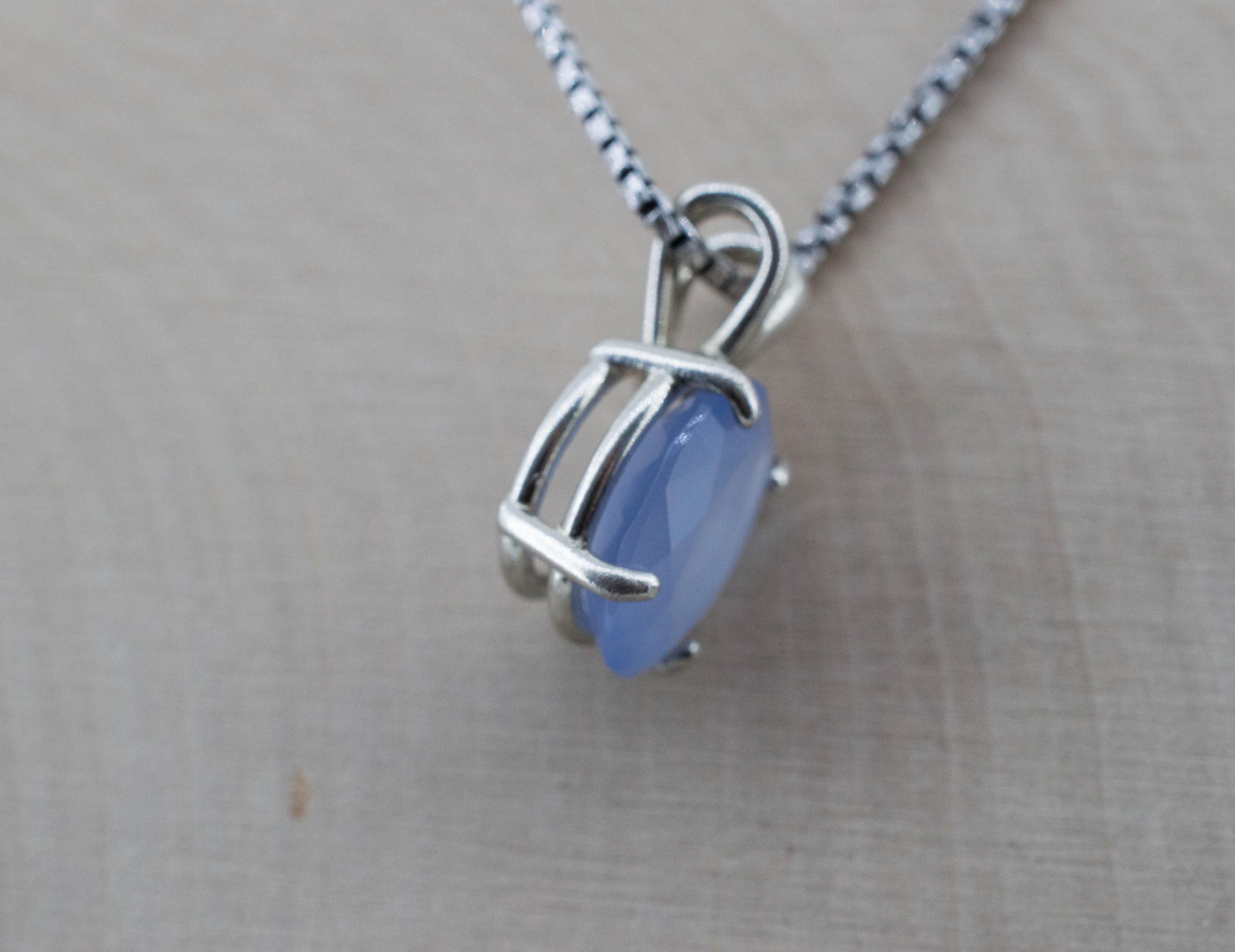 Blue Agate Pendant; Natural Untreated Namibia Agate; 3.320cts