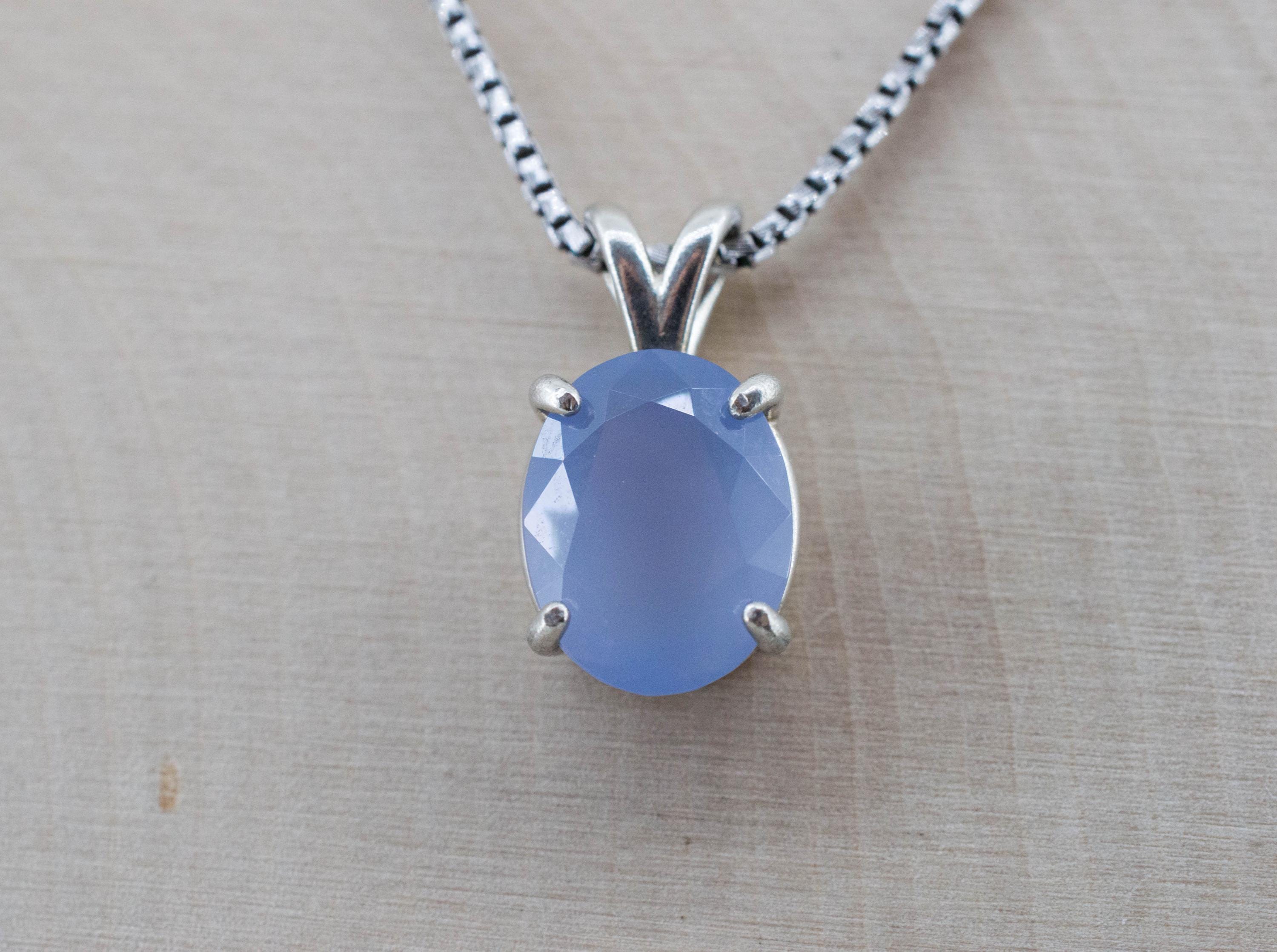 Blue Agate Pendant; Natural Untreated Namibia Agate; 3.320cts