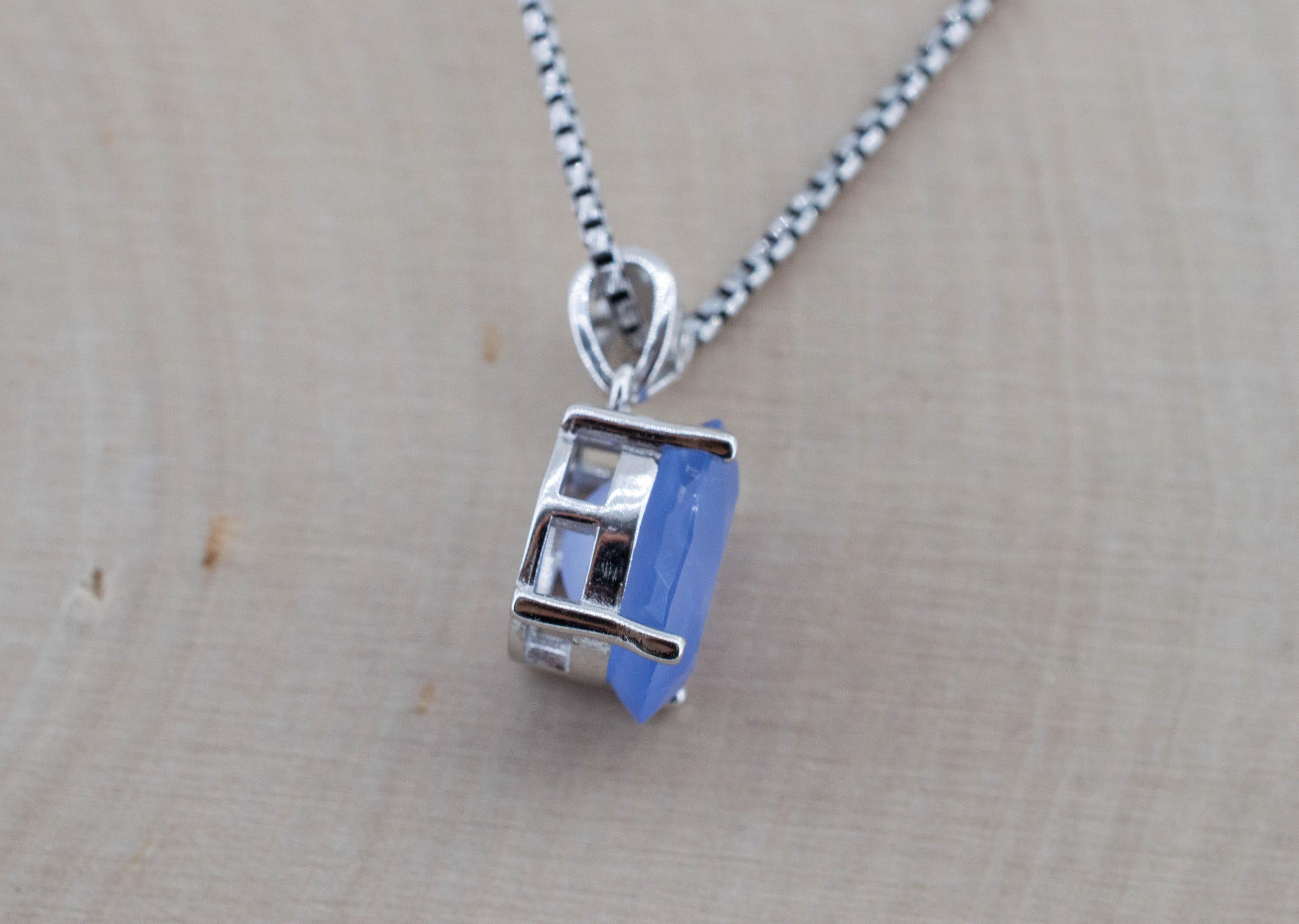 Blue Agate Pendant; Natural Untreated Namibia Agate; 3.795cts