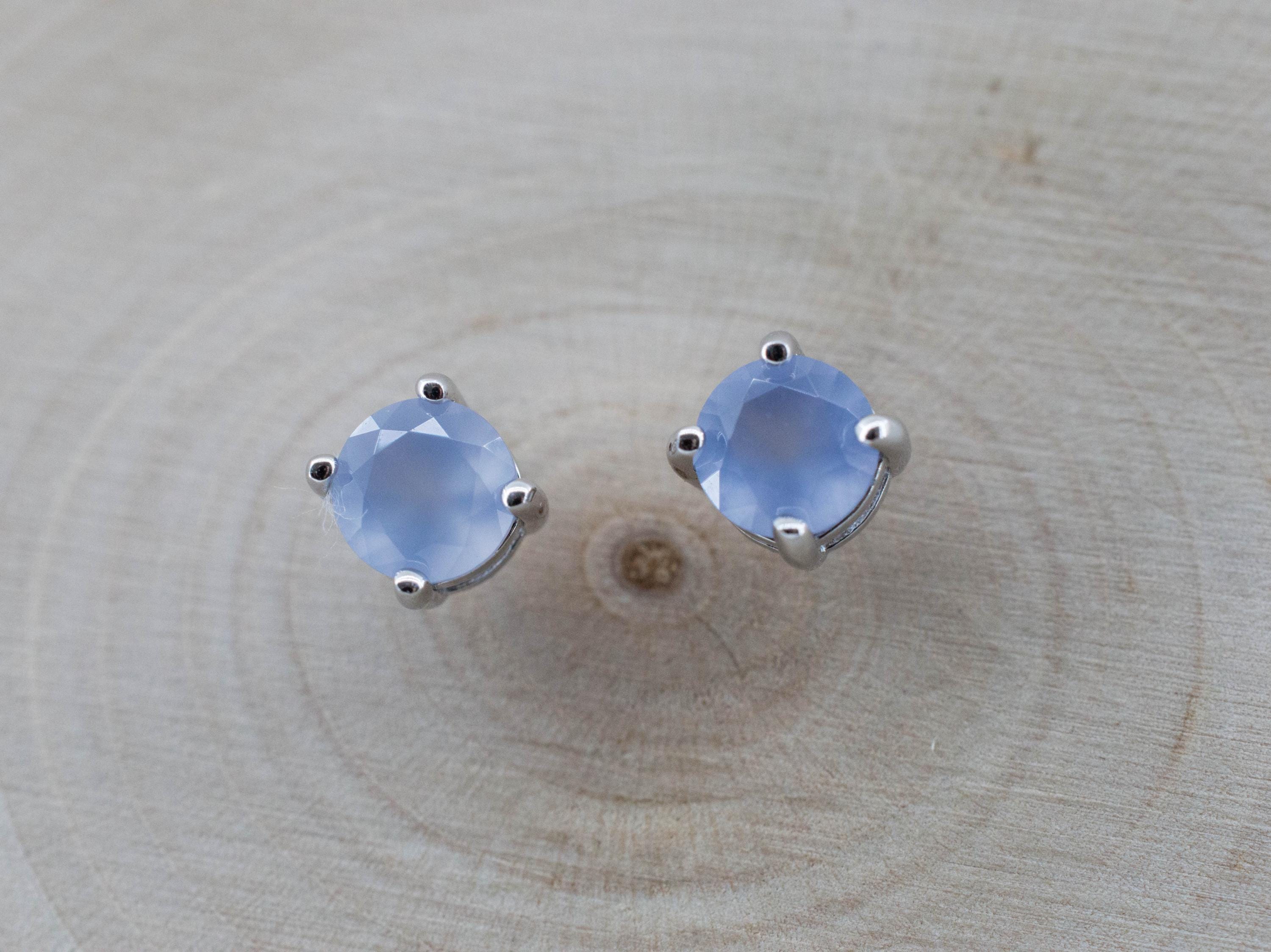 Blue Agate Earrings; Natural Untreated Namibia Agate; 0.960cts