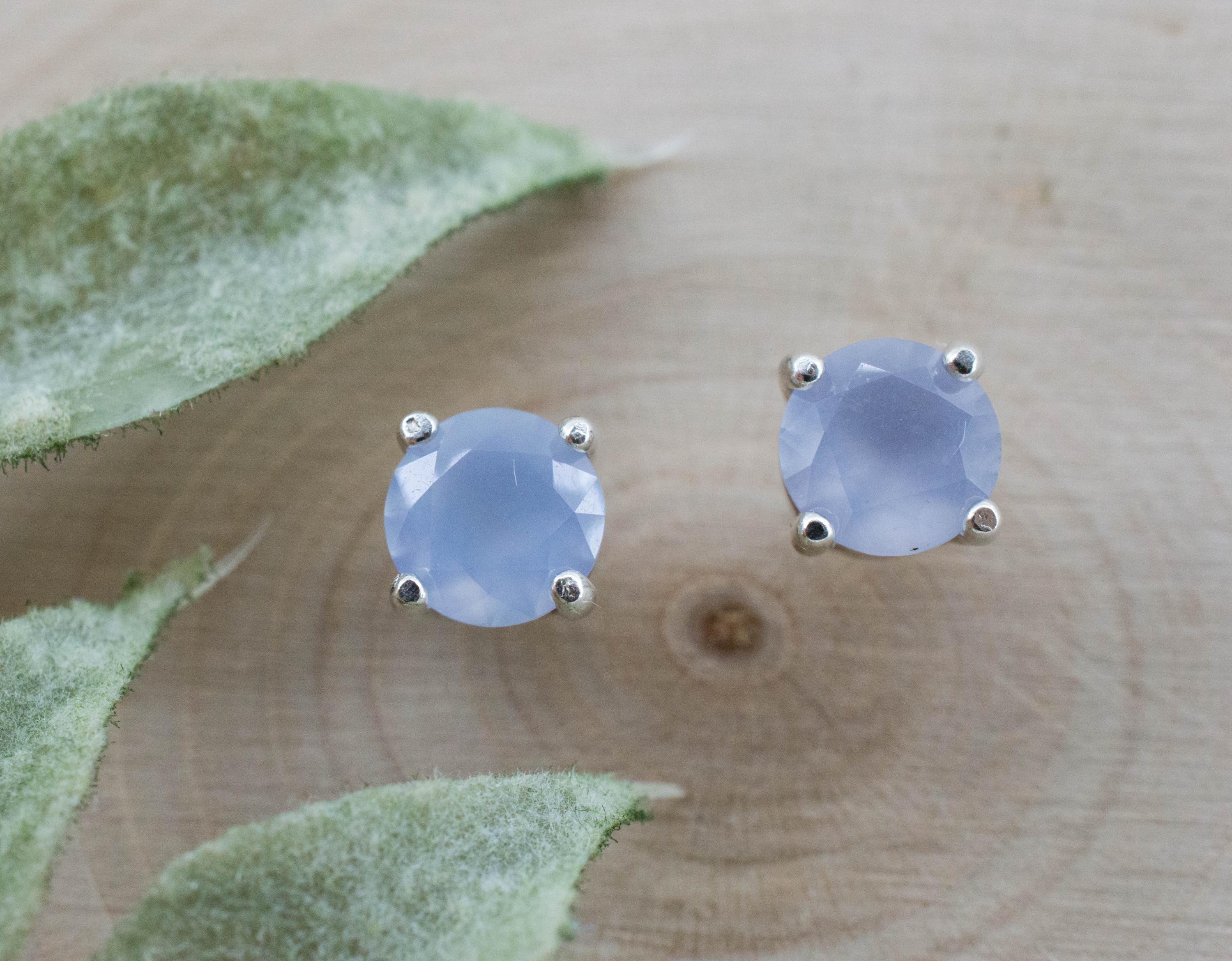 Blue Agate Earrings; Natural Untreated Namibia Agate; 1.370cts