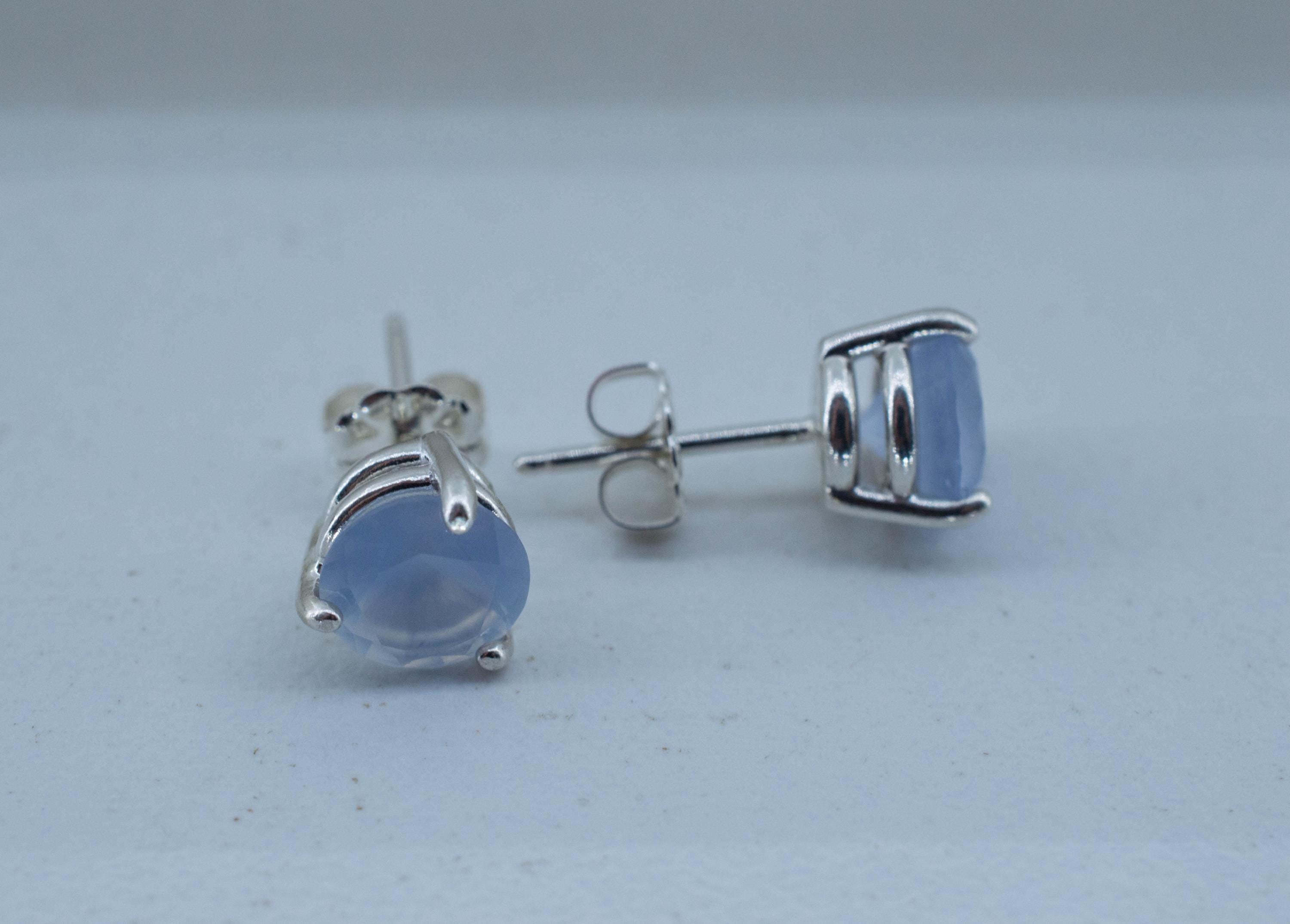 Blue Agate Earrings; Natural Untreated Namibia Agate; 2.005cts